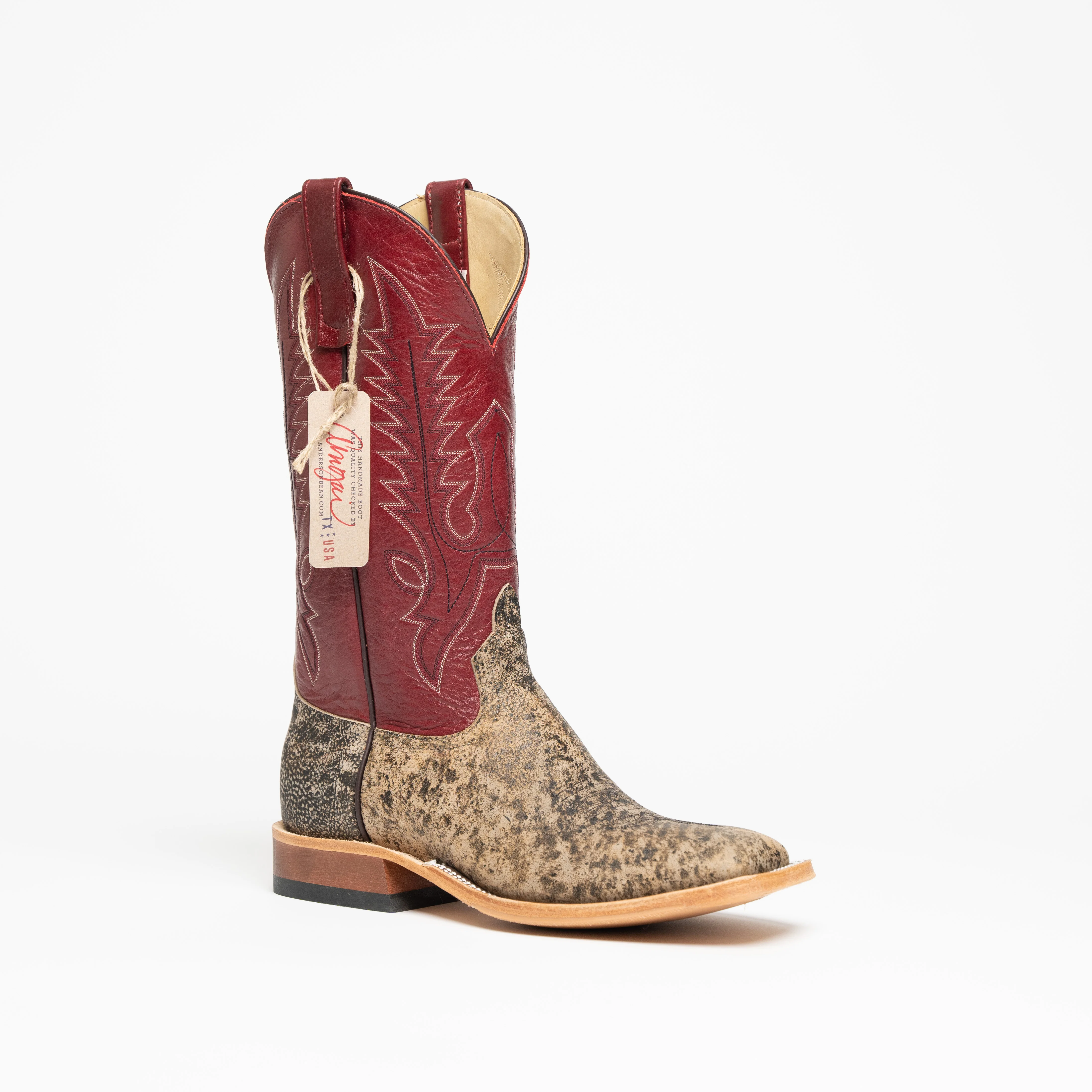 Anderson Bean Antique Giraffe Tan Square Toe Boots