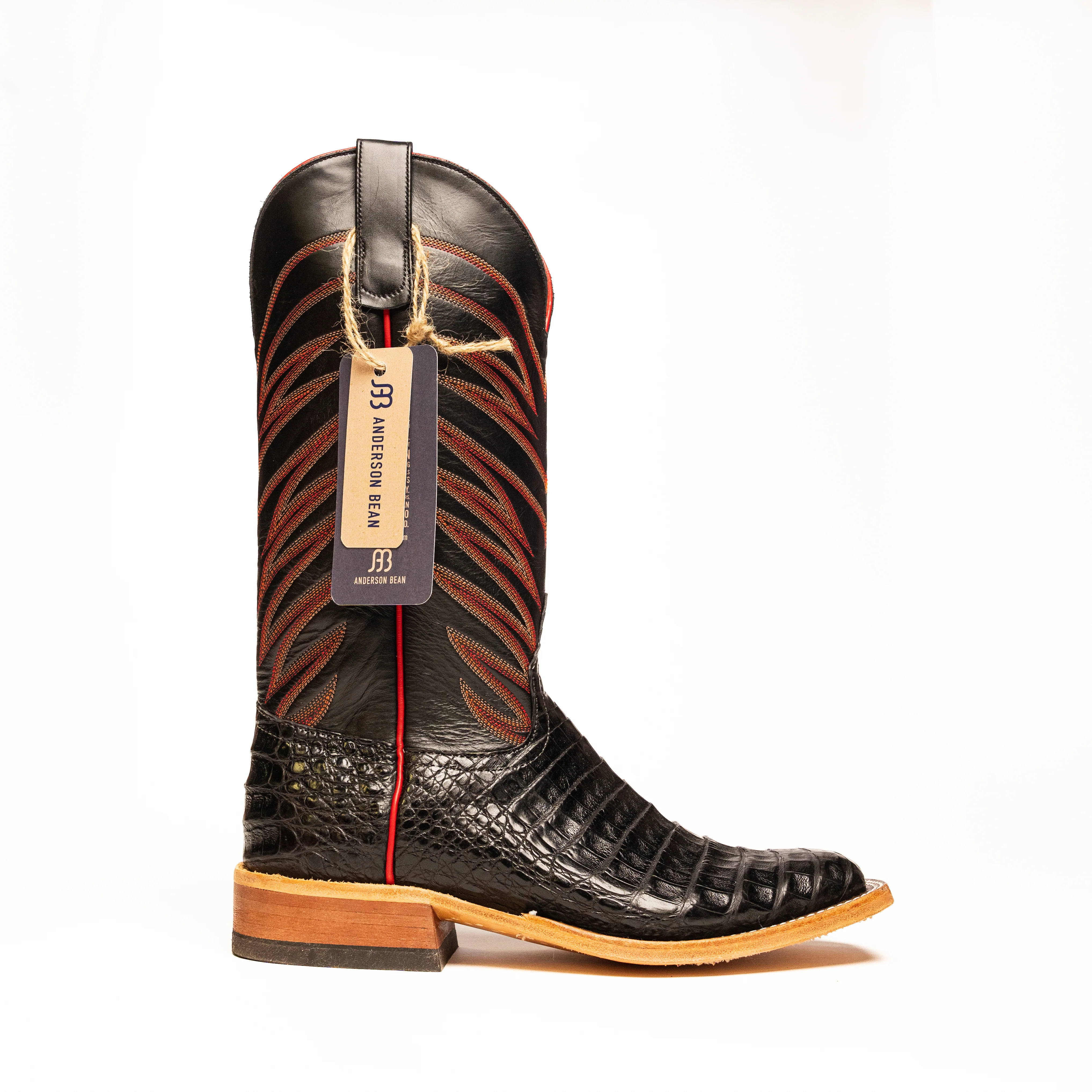Anderson Bean Men's Black Caiman Belly Square Toe Boots S3005 - Image 3