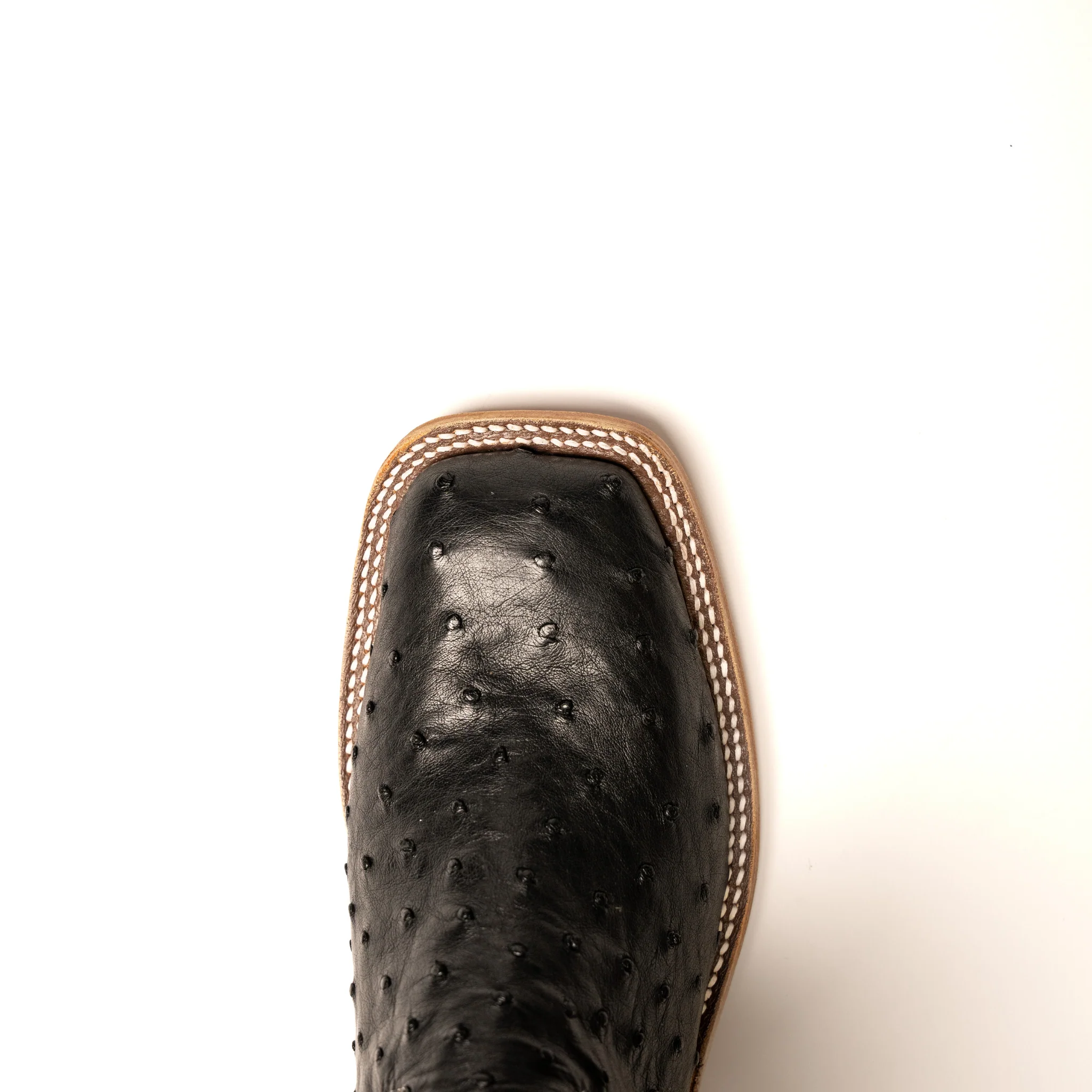 Anderson Bean Black Full Quill Ostrich Square Toe Boots S3015 - Image 5