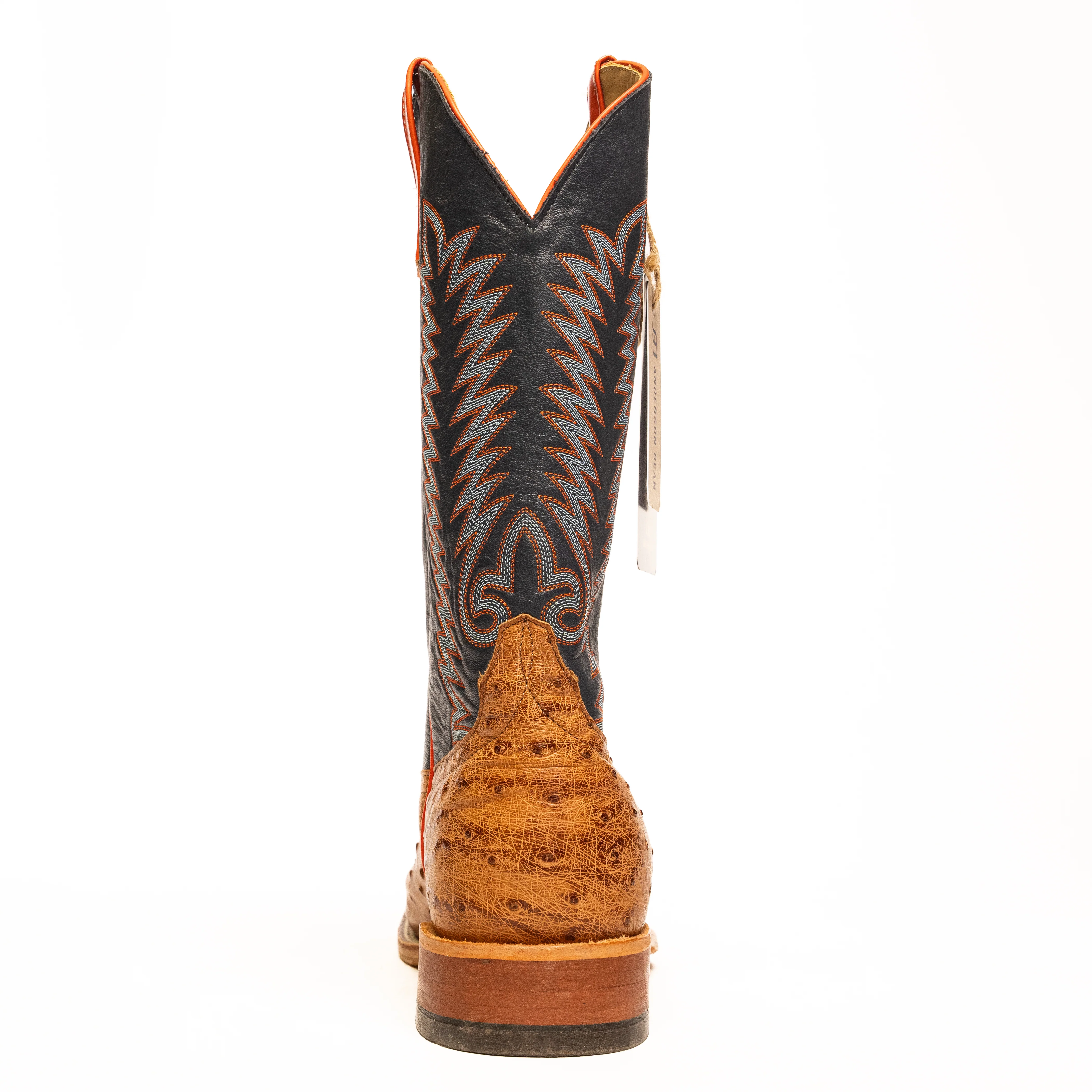 Anderson Bean Brandy Bruciato Full Quill Ostrich Square Toe Boots S3016 - Image 4