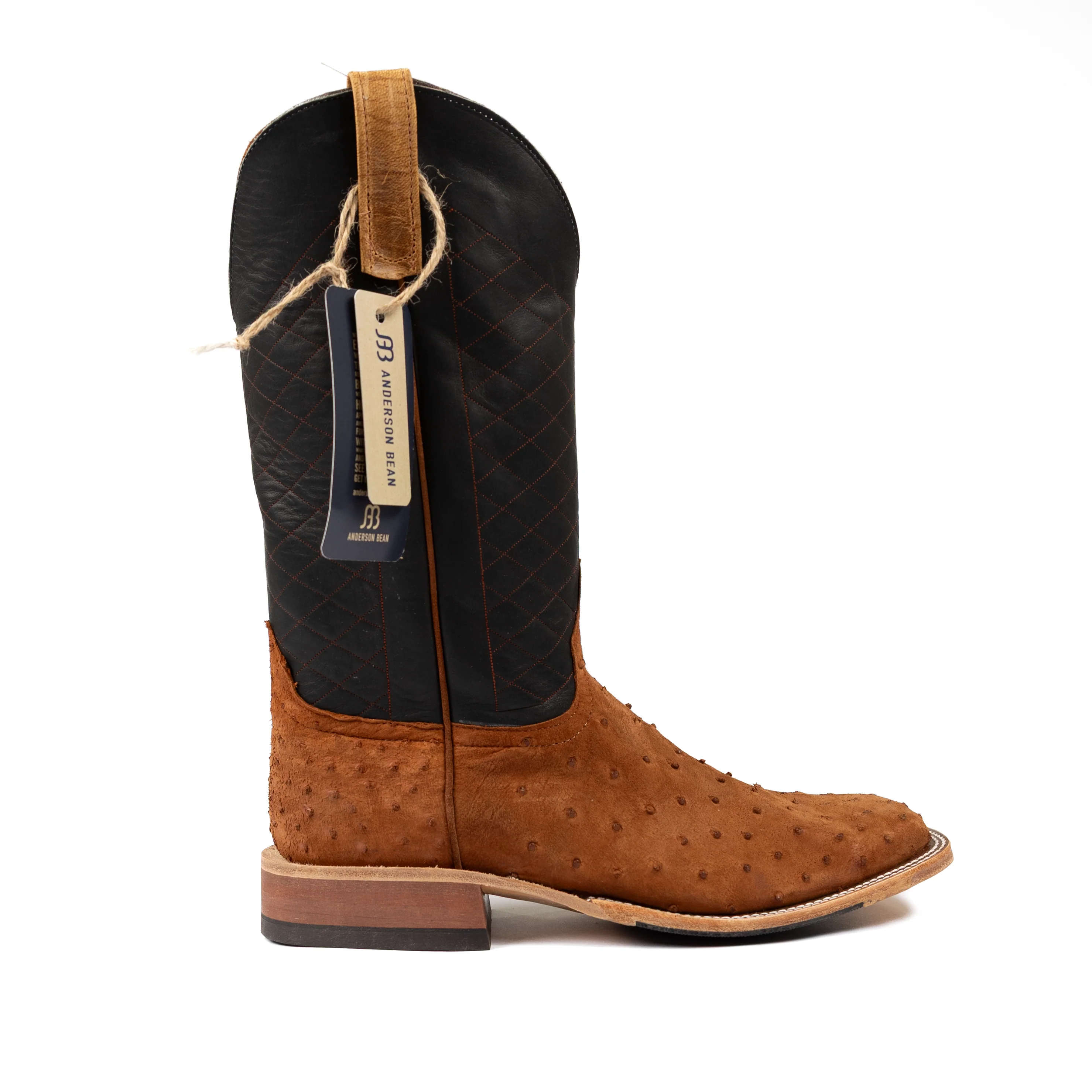 Anderson Bean Brandy Suede Ostrich Square Toe Boots - Image 3