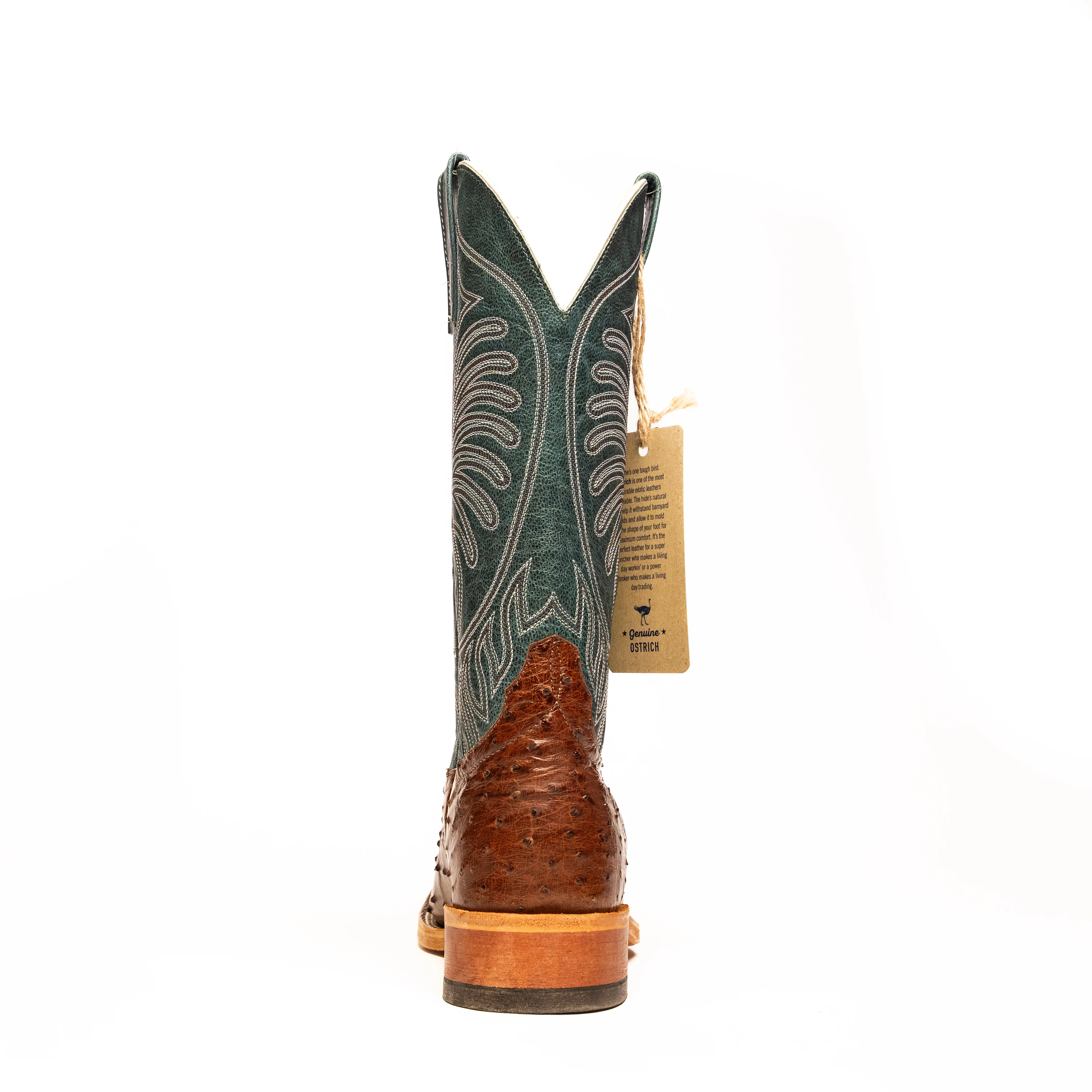 Anderson Bean Chocolate Full Quill Ostrich Square Toe Boots S3004 - Image 4