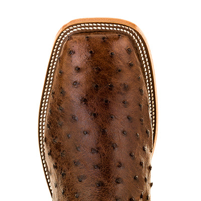 Anderson Bean Chocolate Full Quill Ostrich Square Toe Boots S3004 - Image 5