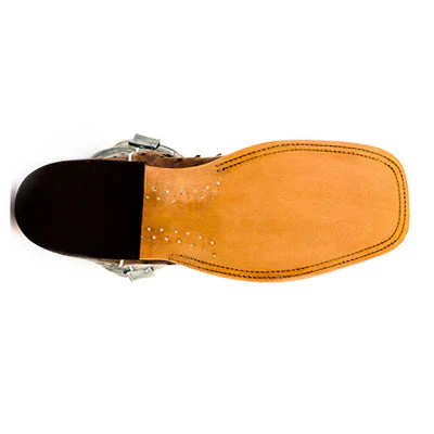 Anderson Bean Chocolate Full Quill Ostrich Square Toe Boots S3004 - Image 6