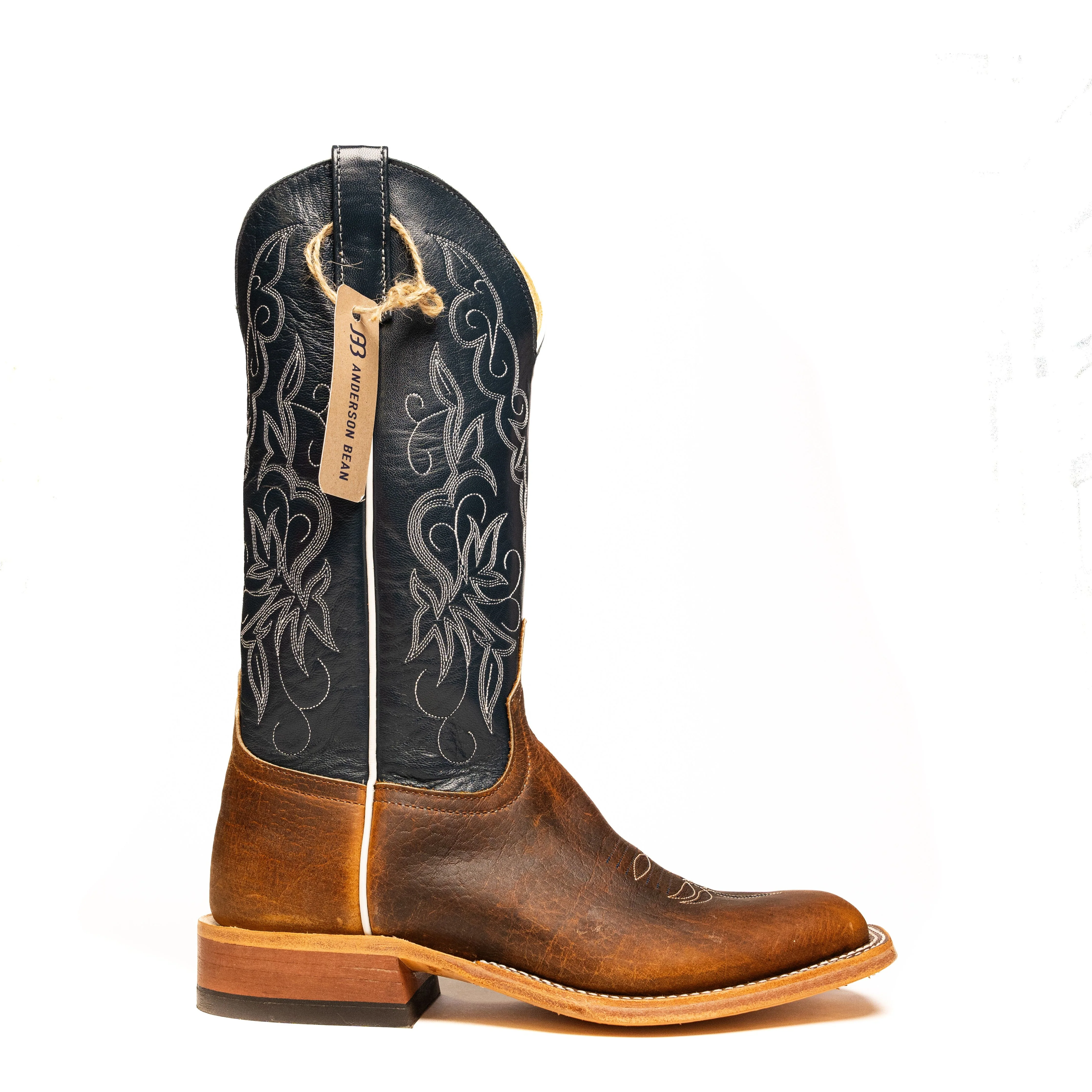 Anderson Bean Men's Distressed American Bison Brown Square Toe Boots S1107 - Image 3