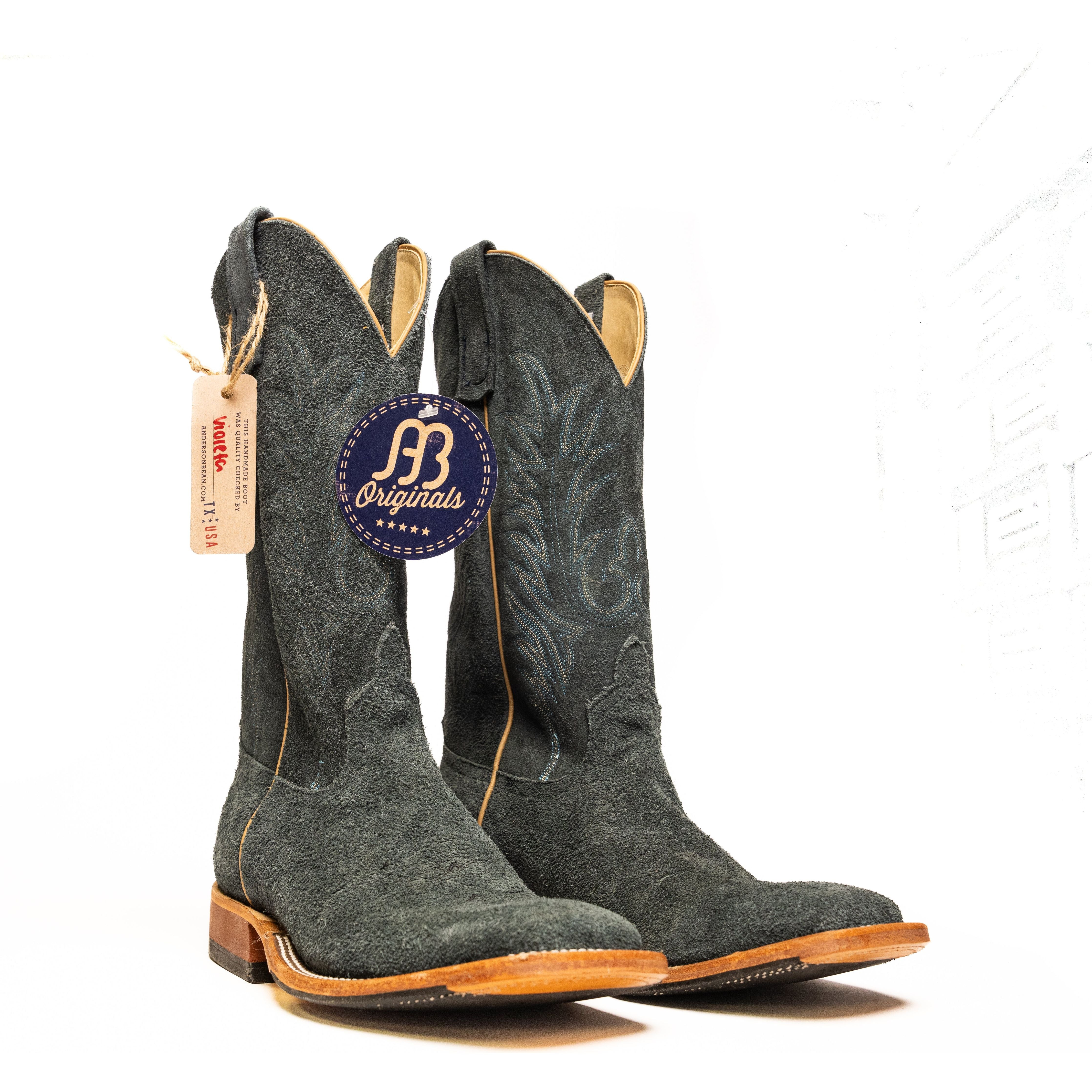Anderson Bean Navy Safari Suede Square Toe Boots - Image 2