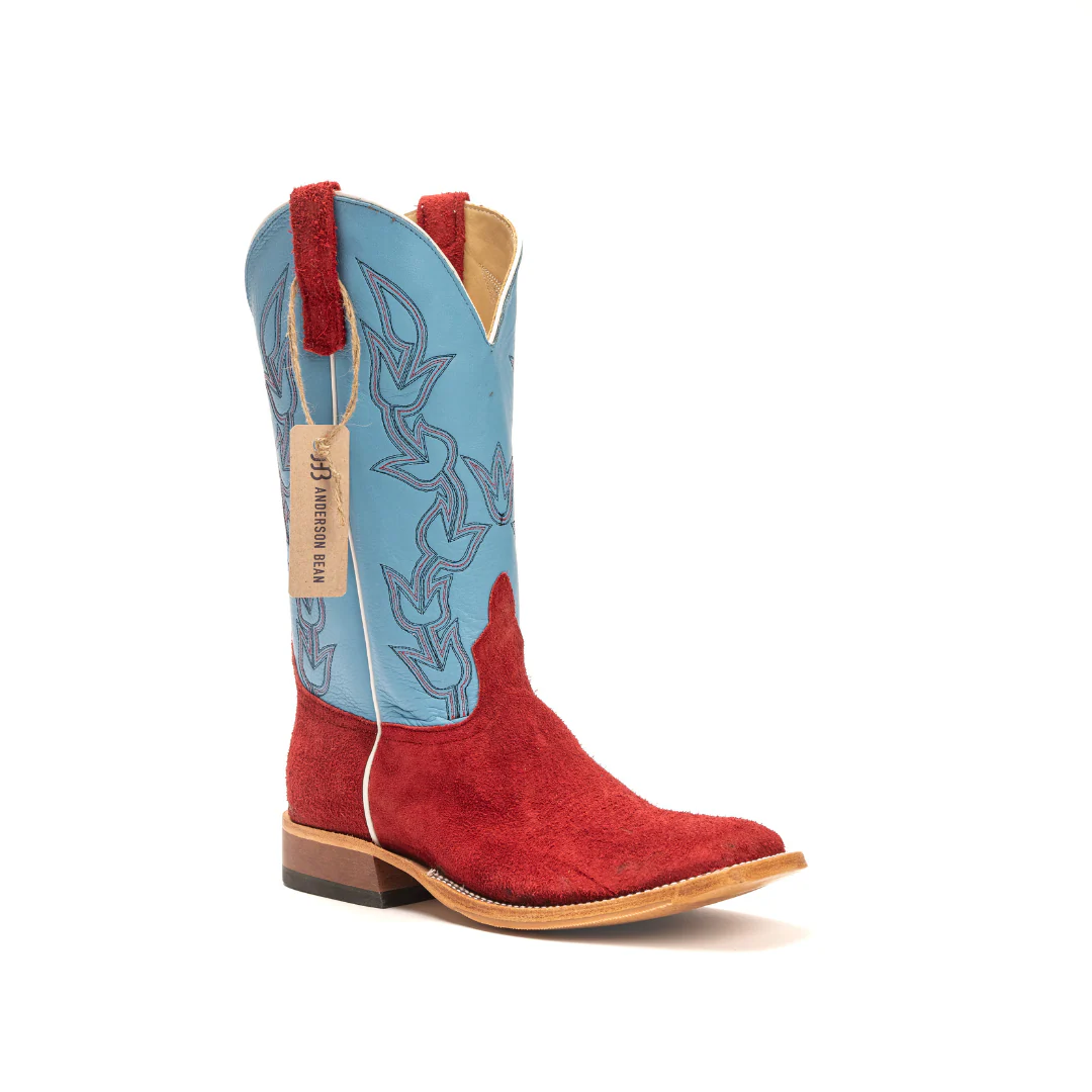 Anderson Bean Red Berry Roughout Square Toe Boots