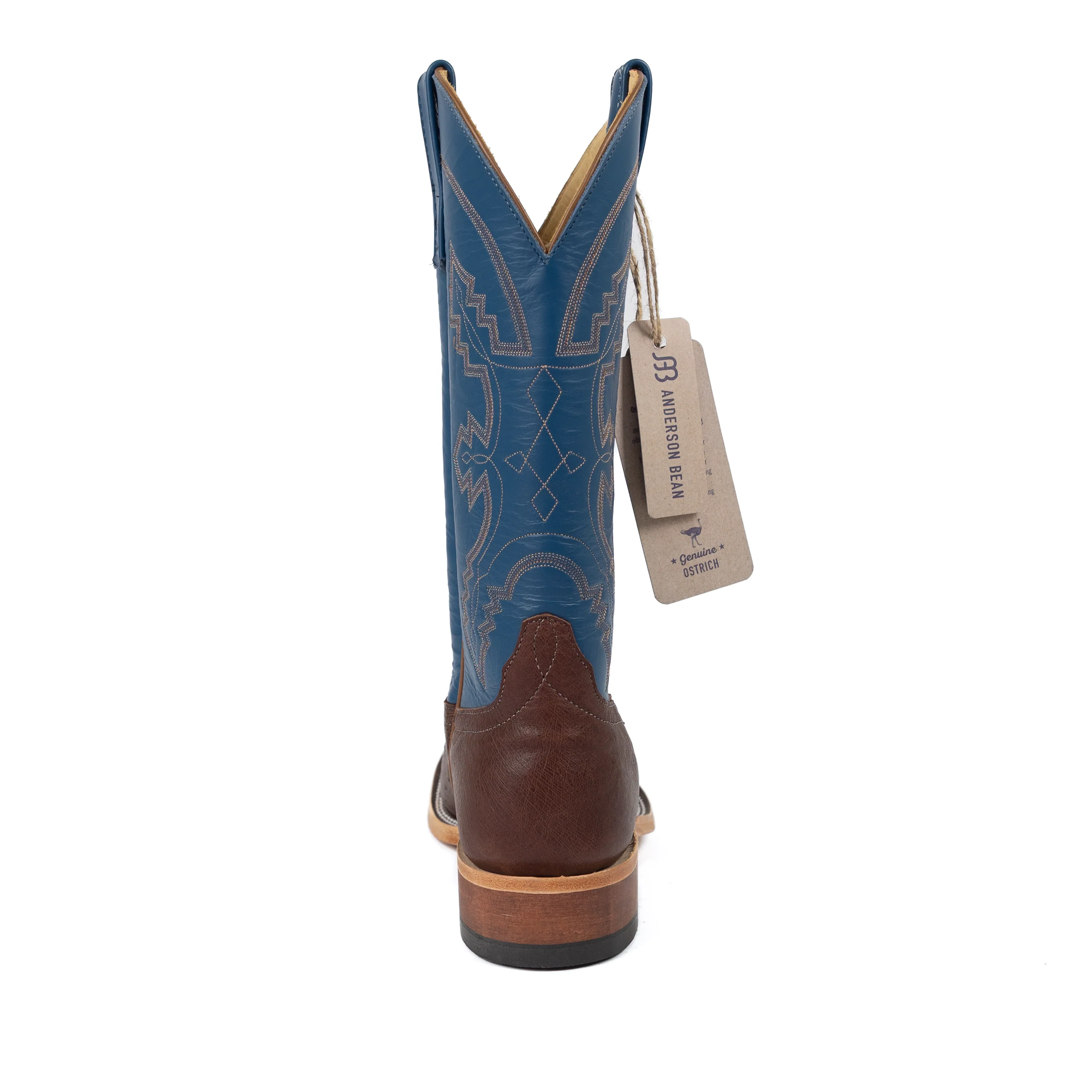 Anderson Bean Tobacco Smooth Quill Ostrich Square Toe Boots - Image 5