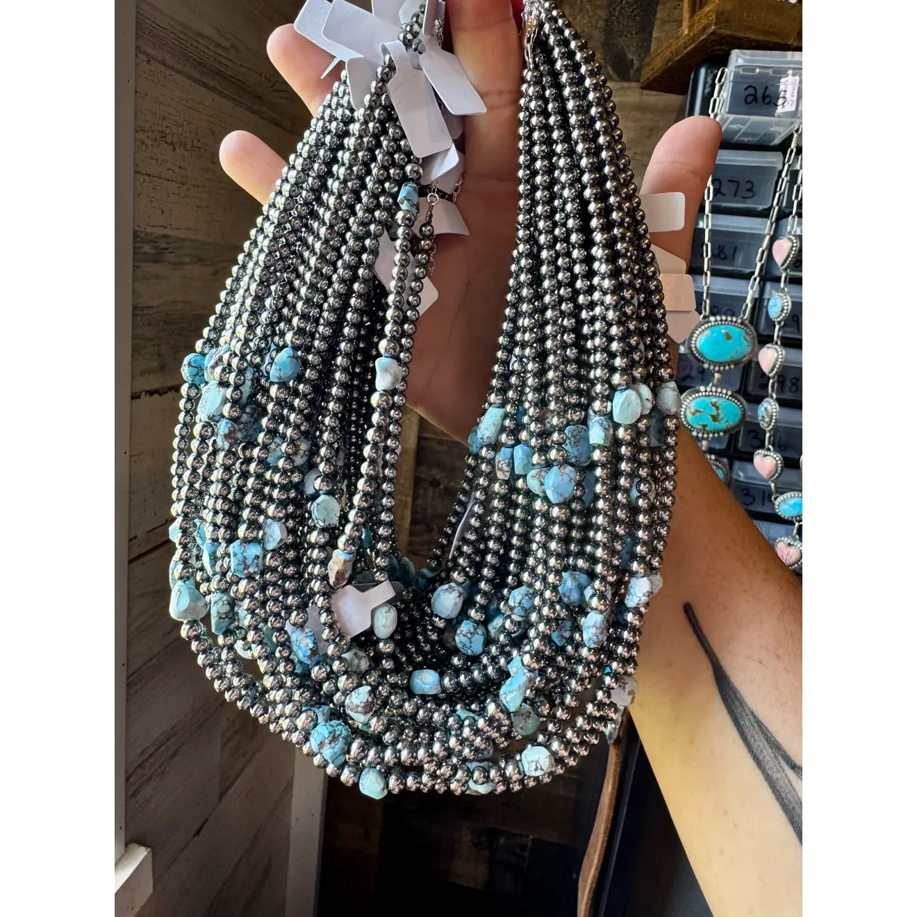 Bijoux Fab Golden Hill Turquoise & Sterling Silver Pearl Necklace - Image 6