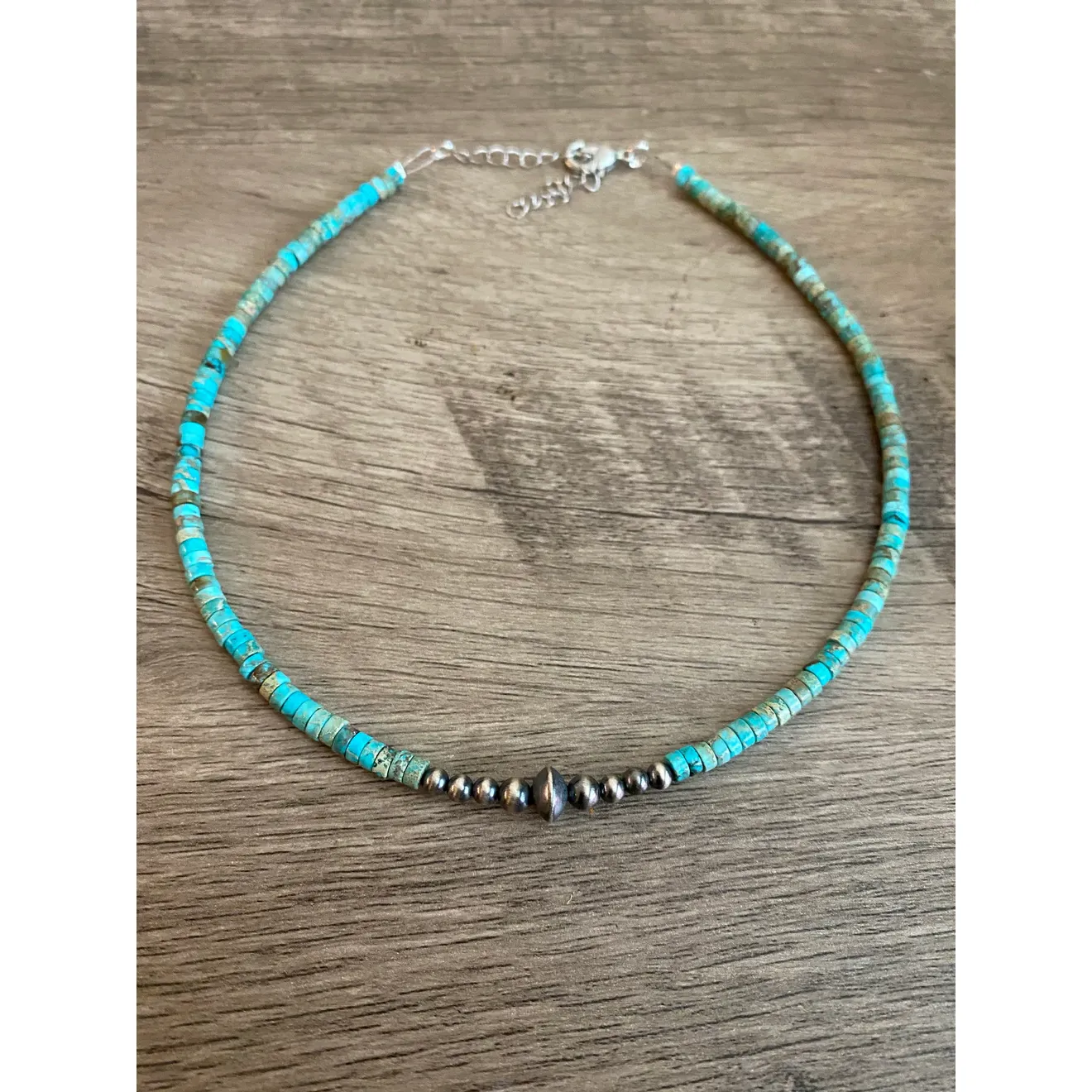 Bijoux Fab Sterling Silver Pearls Choker and Variscite Turquoise