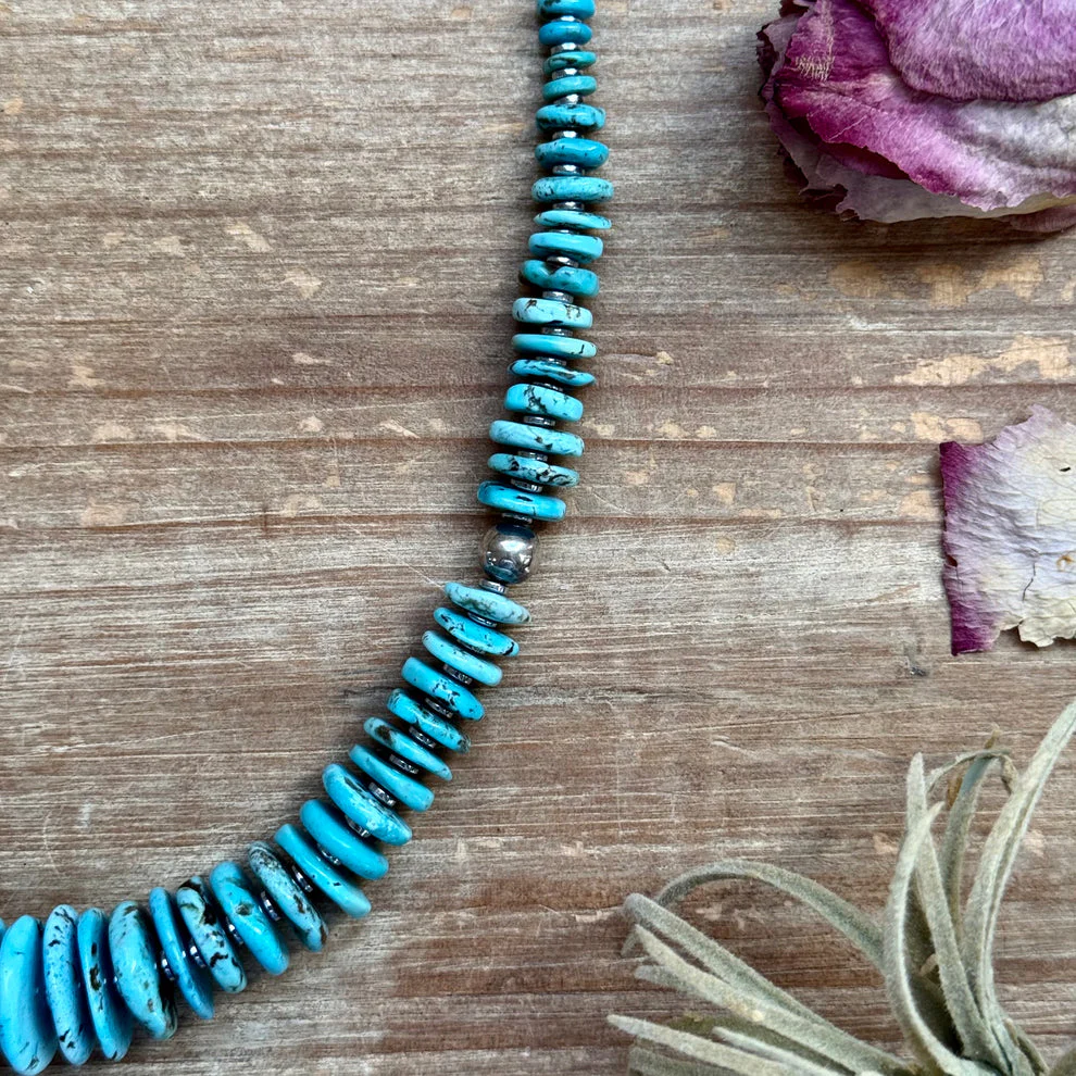 Bijoux Fab Turquoise Graduated Necklace with Sterling Silver Pearls & Hematite - Image 4