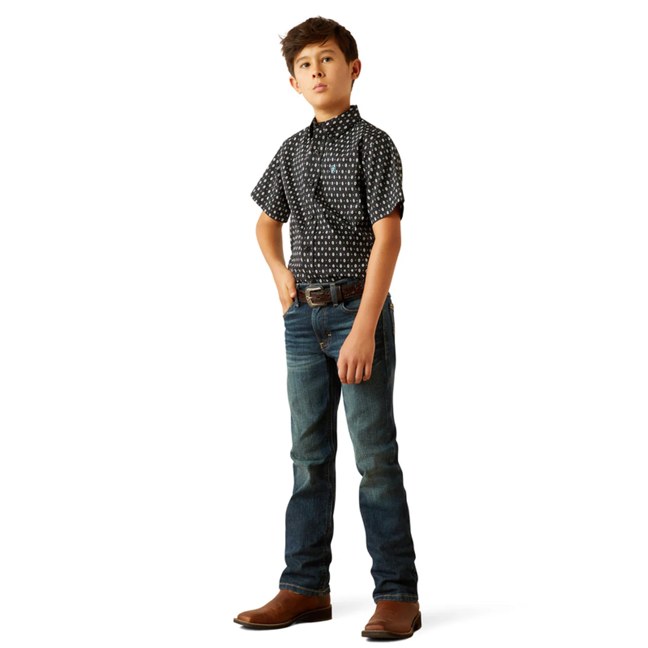 Boy's Ariat Steele Classic Fit Black Print 10058699 - Image 3