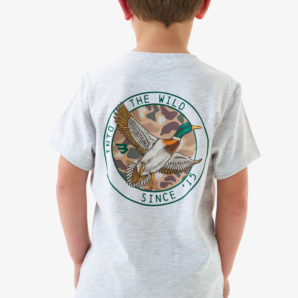 Boy's Burlebo Ash Gray Camo Mallard Duck Short Sleeve T-shirt Y-SST-CMD-AG - Image 3