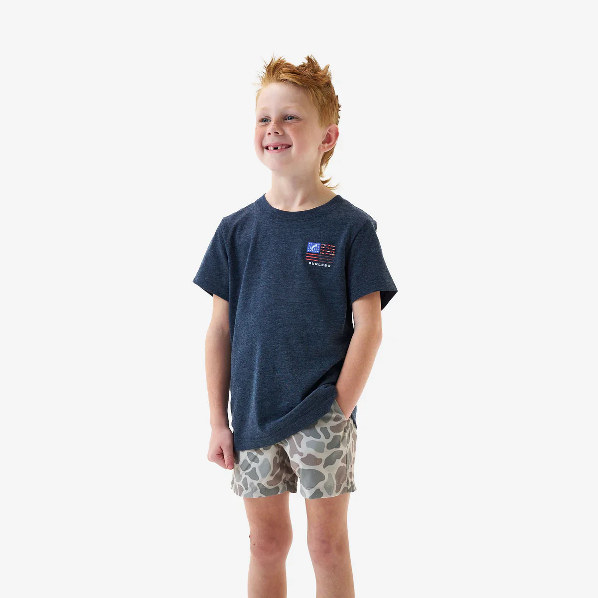 Boy's Burlebo Heather Navy Fishing USA Short Sleeve T-shirt Y-SST-FUSA-NVY - Image 2