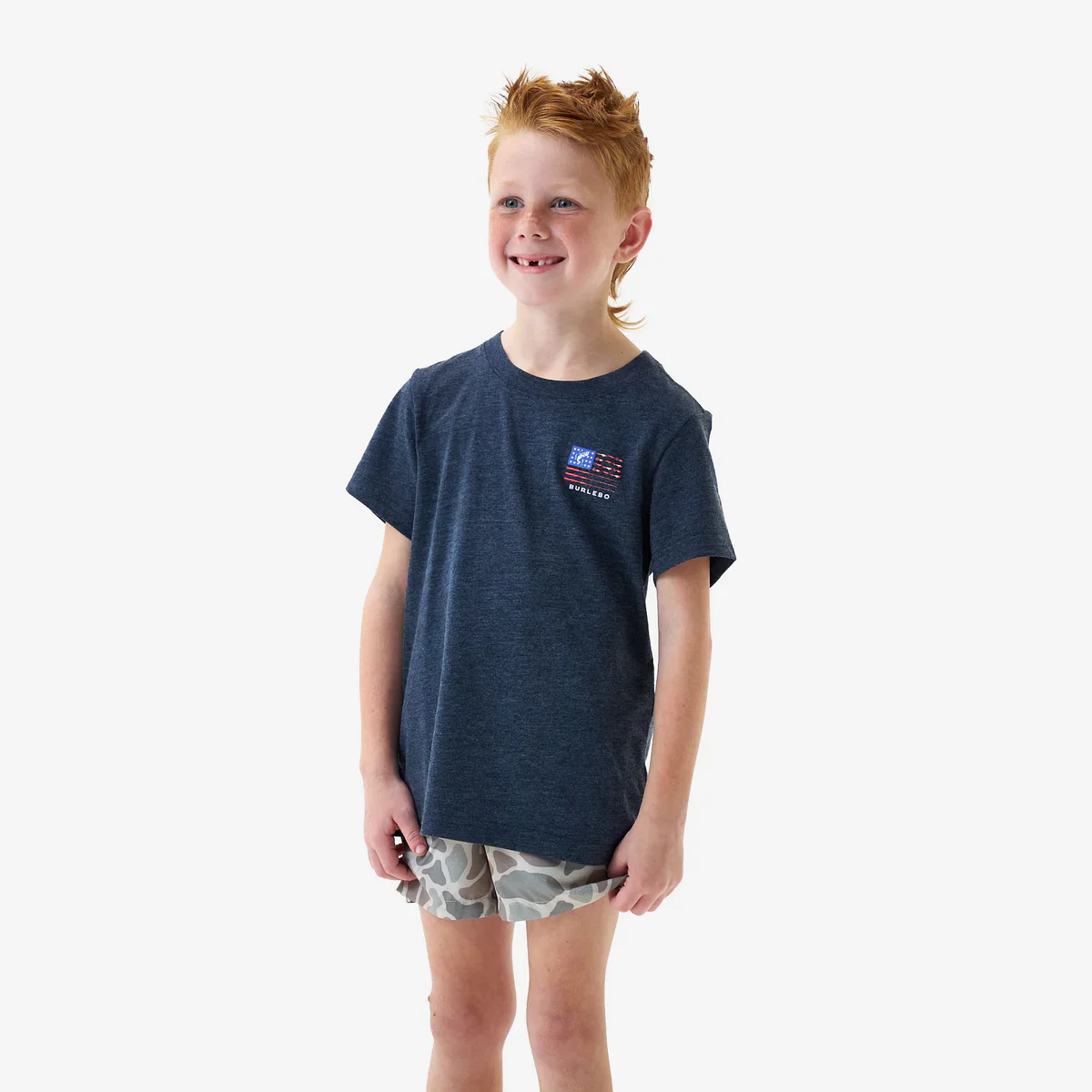 Boy's Burlebo Heather Navy Fishing USA Short Sleeve T-shirt Y-SST-FUSA-NVY - Image 4