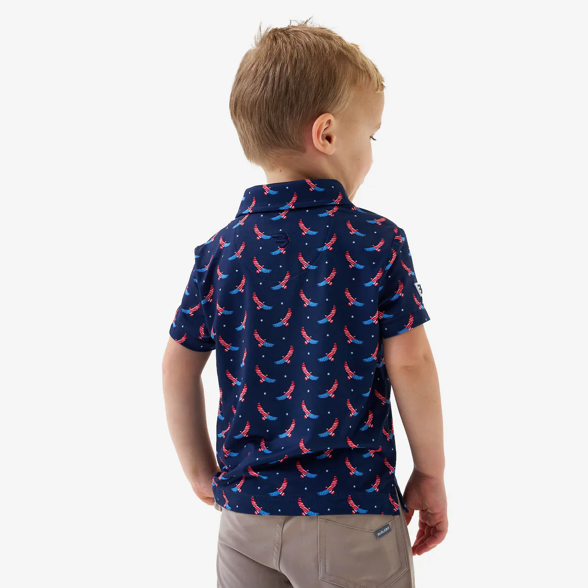 Boy's Burlebo Navy USA Eagle Performance Polo Y-PP-UEAG - Image 4