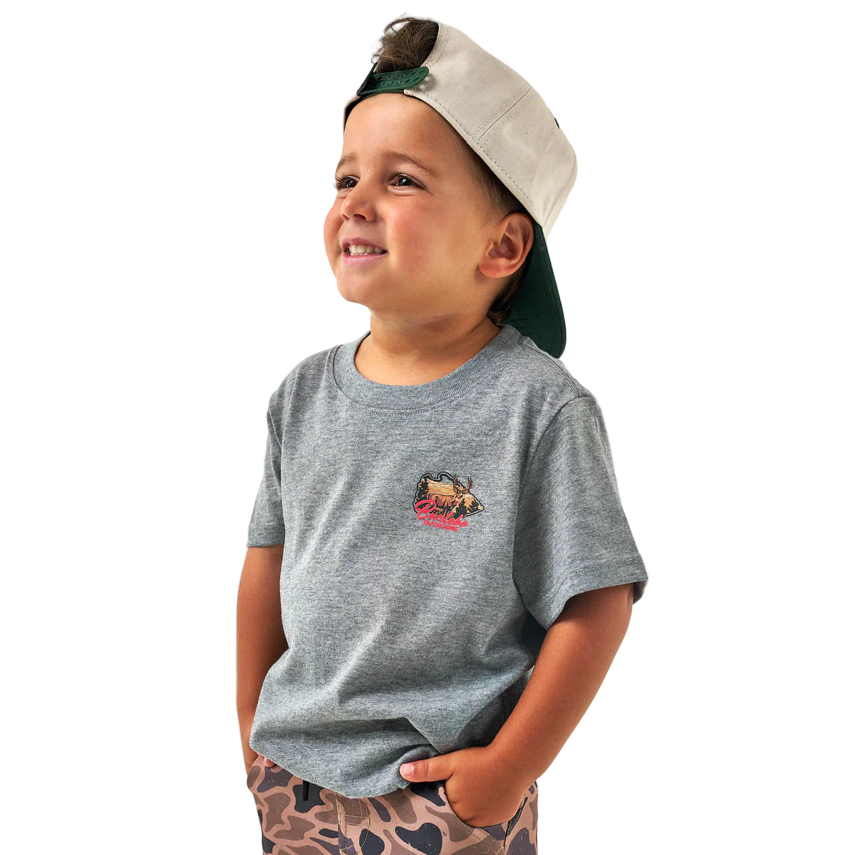 Boy's Burlebo Short Sleeve Tee Hill Country Buck Dark Heather Grey Y-SST-HCBK-DHG - Image 3