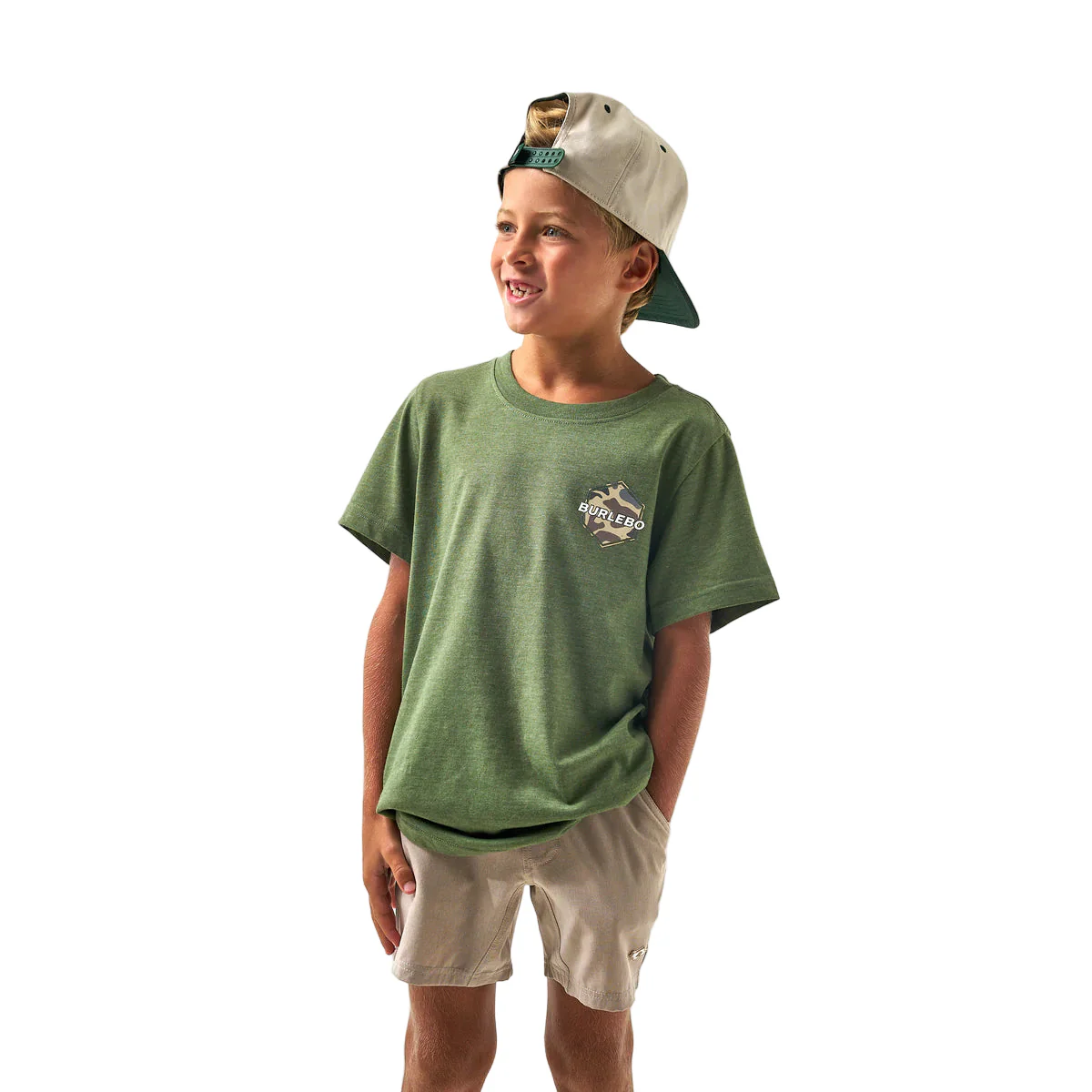 Boy's Burlebo Short Sleeve Tee Rad Dude Deer Camo Heather Olive Y-SST-DUDDC-HO - Image 3