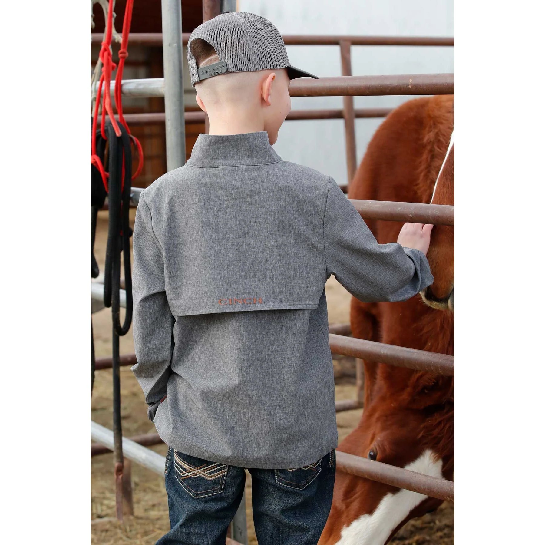 Boy's Cinch Gray Half Zip Windbreaker Pullover MWJ7993001 - Image 2