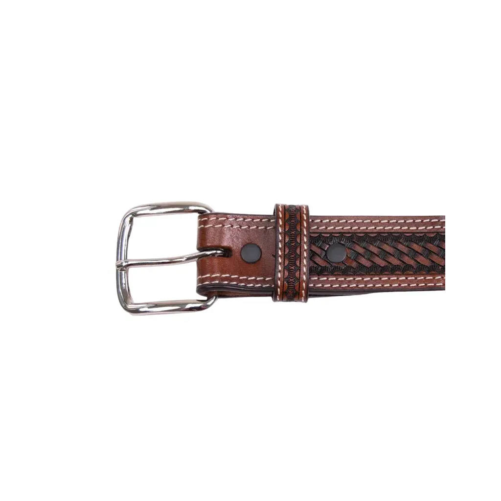 Boy's Cowboy Chrome Scalloped Belt with Rawhide Braid and Stars 815 - Image 2
