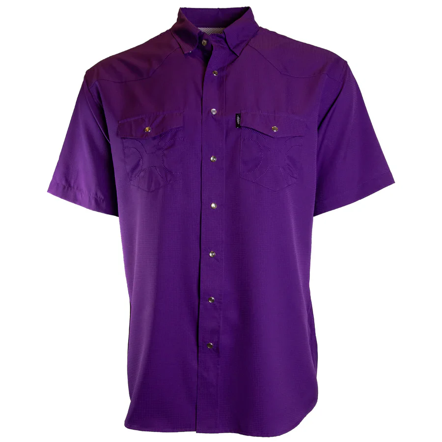 Boy's Hooey "SOL" Purple Short Sleeve Button Up HT1760PL-Y