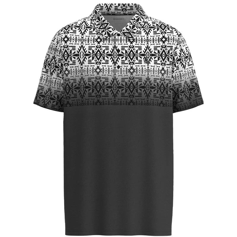Boy's Hooey "The Weekender" Grey with Black and White Aztec Polo HP034AZGY-Y