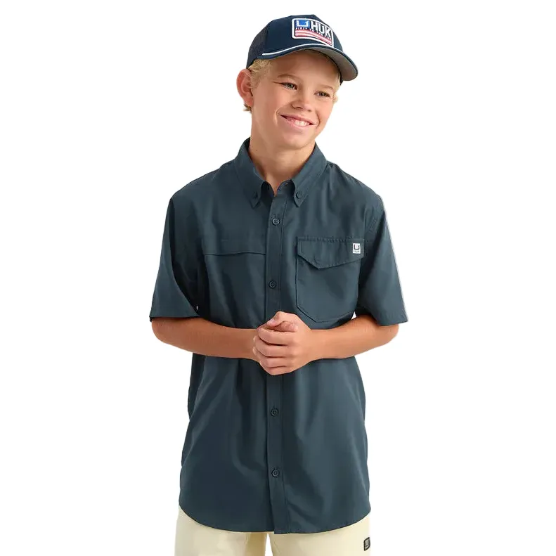 Boy's Huk Sea Storm Tide Point Short Sleeve Button Down Shirt H7150002-408