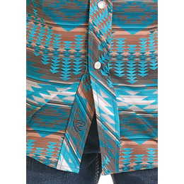 Boy's Rock and Roll Aztec Print Long Sleeve Snap BBN2S07152 - Image 3