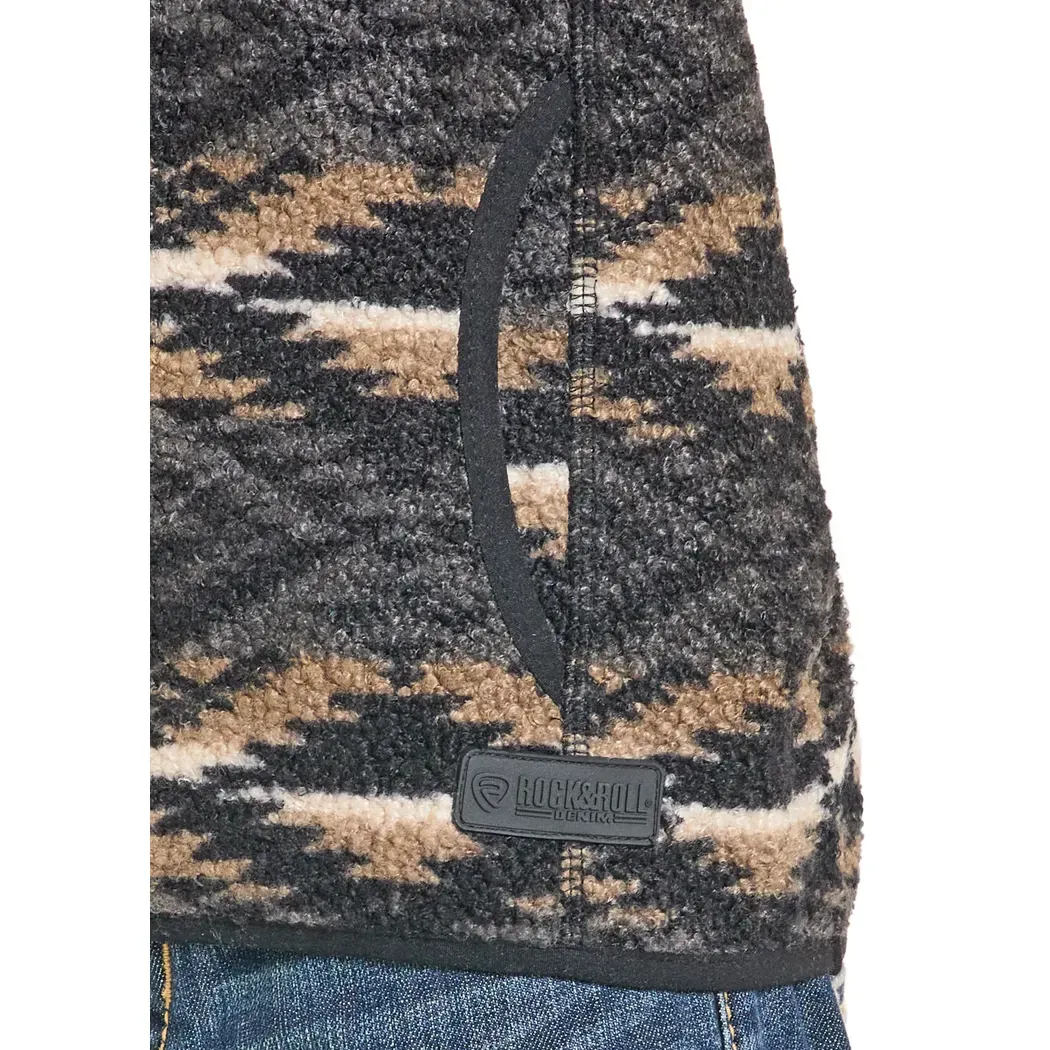 Boy's Rock and Roll Denim Black Aztec Print Fleece Pullover BB91C06750-01 - Image 3