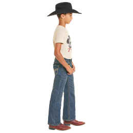 Boy's Rock and Roll Denim Ladder Embroidered Bootcut Jeans BB0BD07356 - Image 3