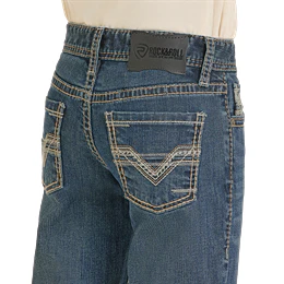 Boy's Rock and Roll Denim Ladder Embroidered Bootcut Jeans BB0BD07356 - Image 4
