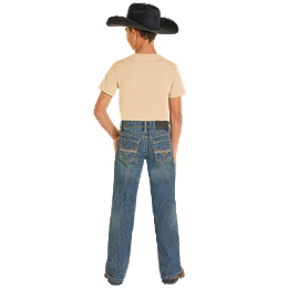 Boy's Rock and Roll Denim Ladder Stitch Embroidered Bootcut BB0BD08050 - Image 2