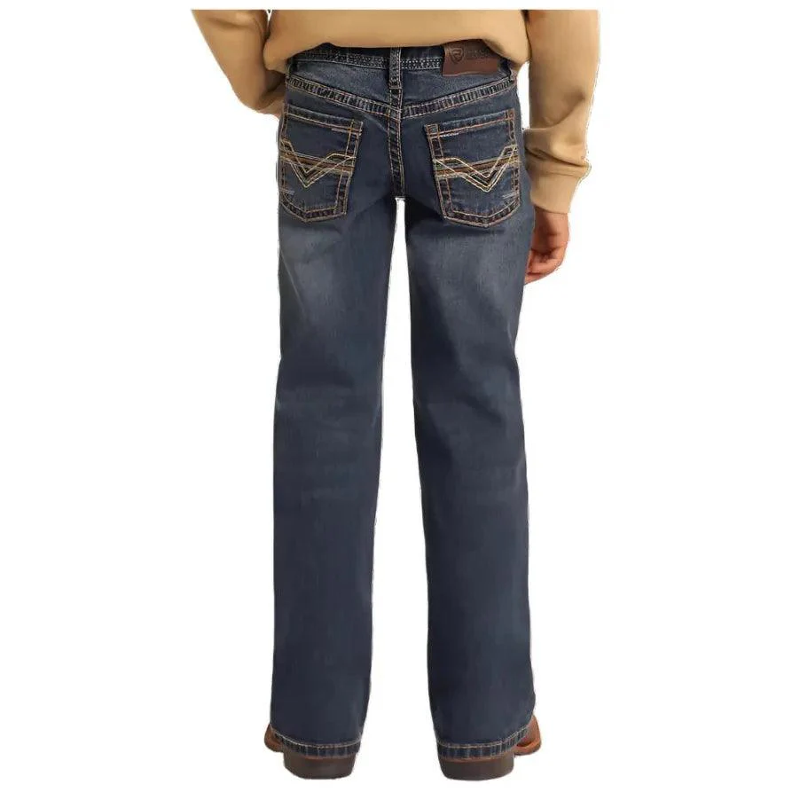 Boy's Rock and Roll Denim Regular Fit Ladder Stitch Embroidered Bootcut Jeans BB0BD05593 - Image 2