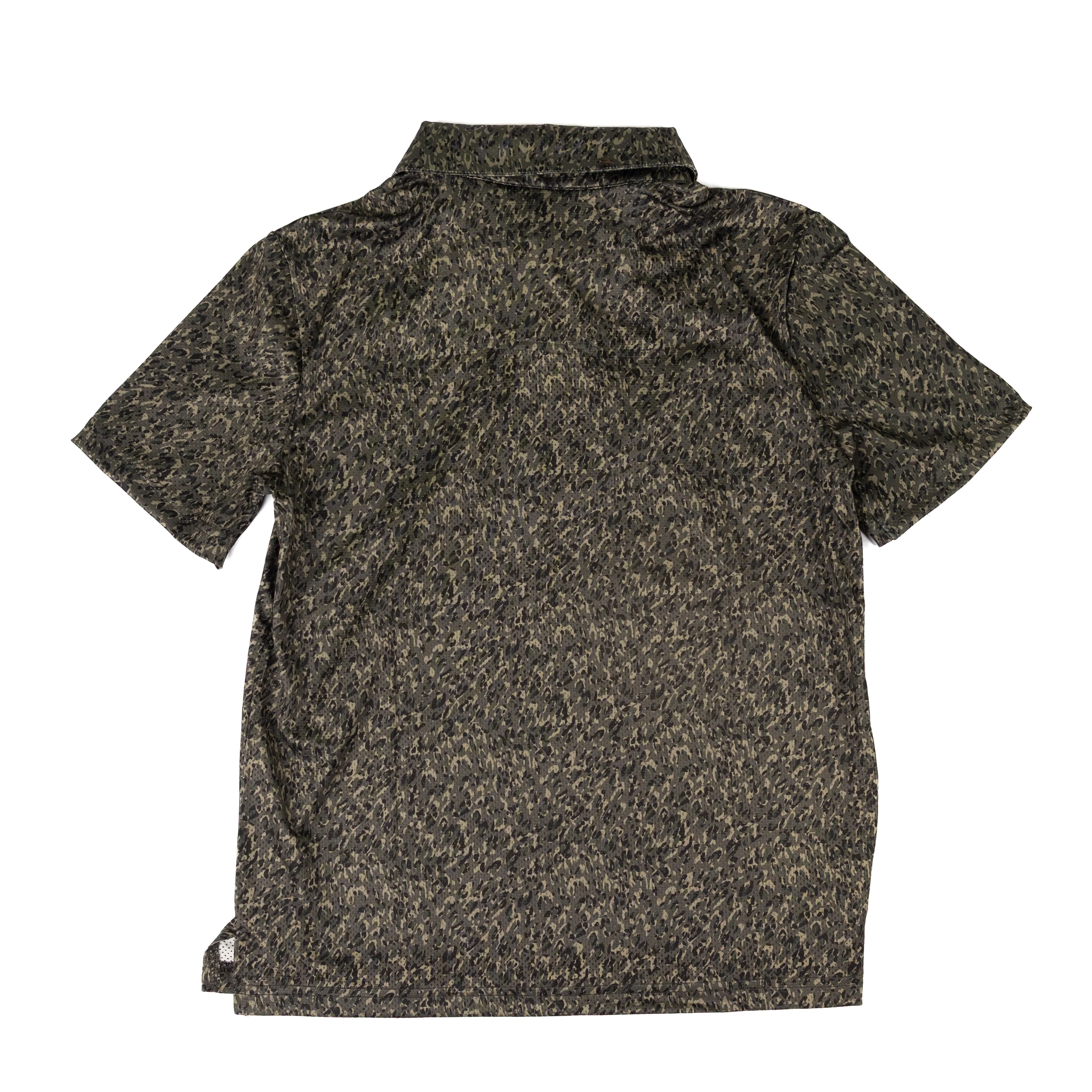 Boy's Rock and Roll Short Sleeve Dark Green Camo Printed Polo BB51T08739 - Image 2