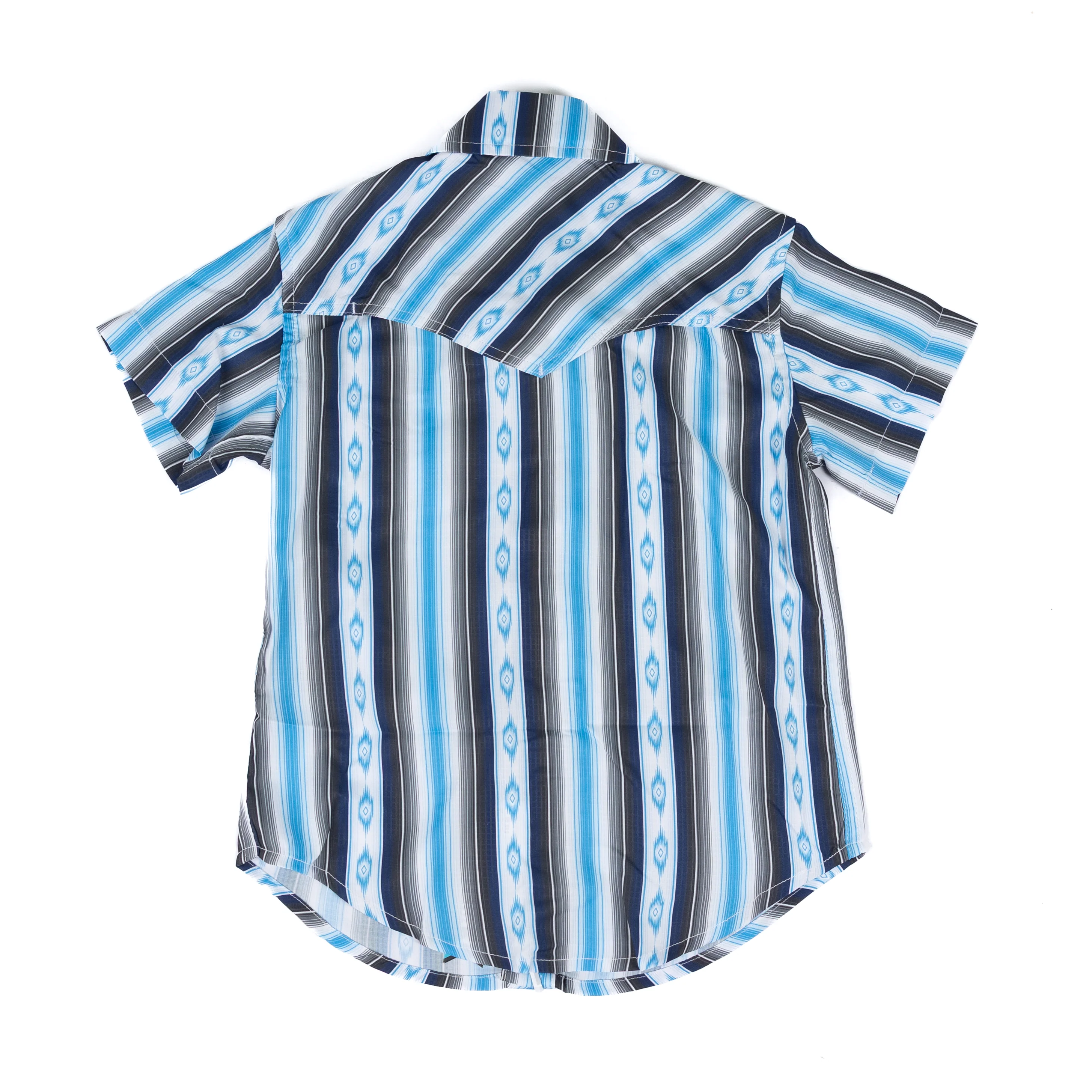 Boy's Rock and Roll Short Sleeve Striped Print Tek Snap Shirt BBN3S08685 - Image 2