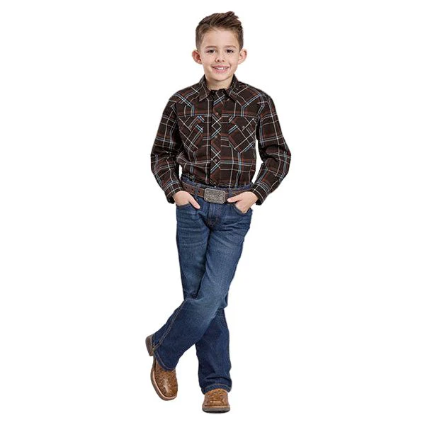 Boy's Roper Long SLeeve Performance Plaid Snap Shirt 03-030-0062-0709 - Image 2