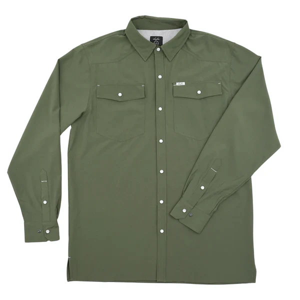 Boy's SanJac Long Sleeve Green Snap Up Shirt YTH-LS-OGRN