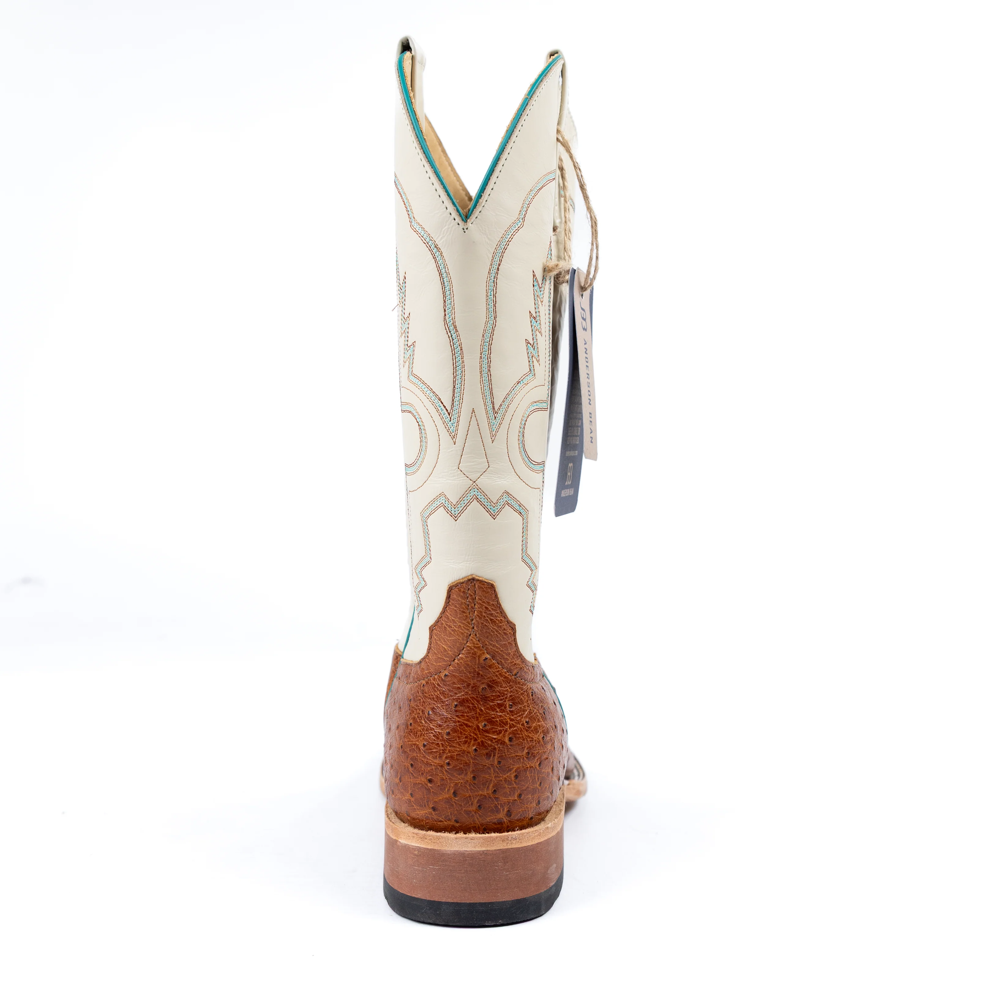 Anderson Bean Cognac Full Quill Ostrich Square Toe Boots - Image 4