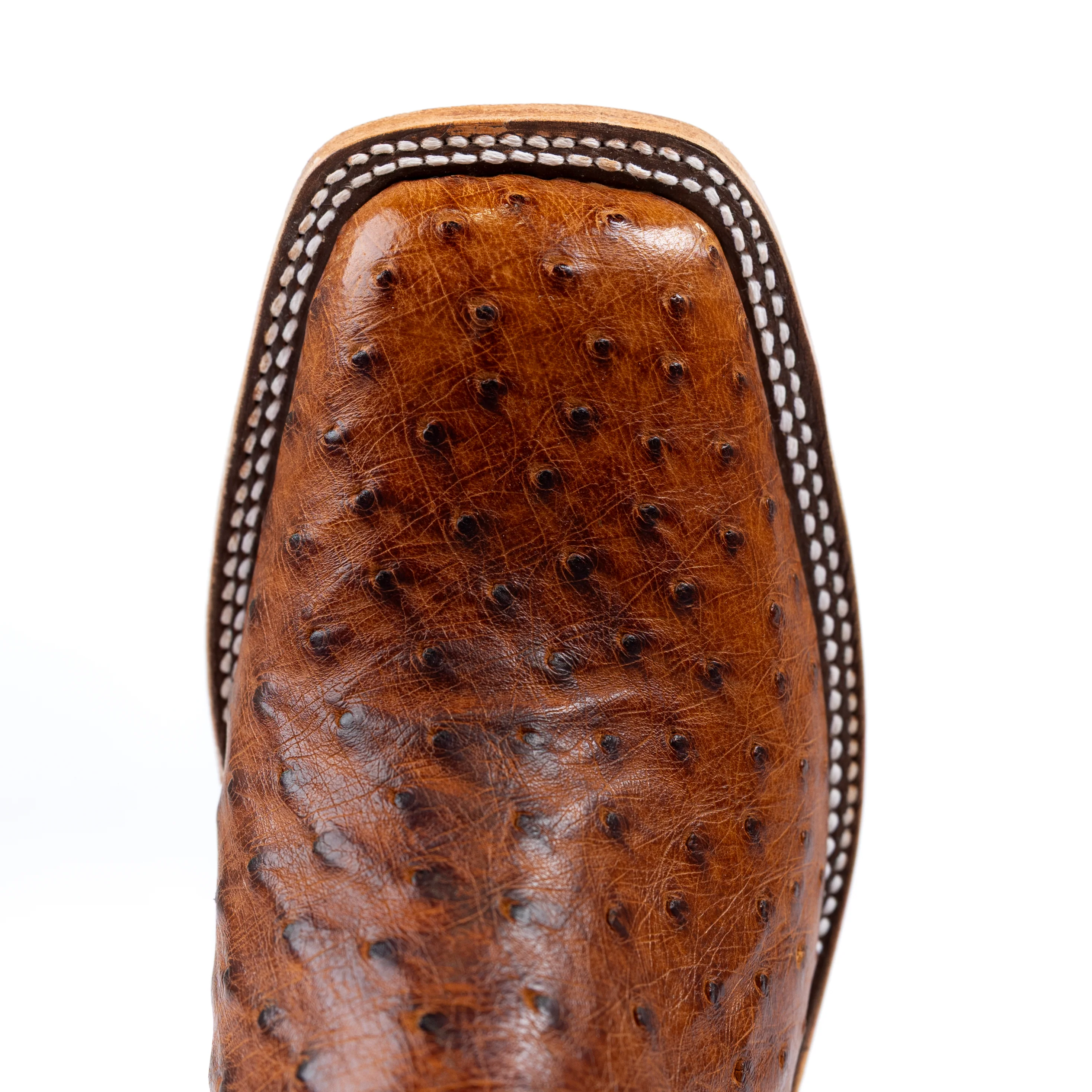Anderson Bean Cognac Full Quill Ostrich Square Toe Boots - Image 5