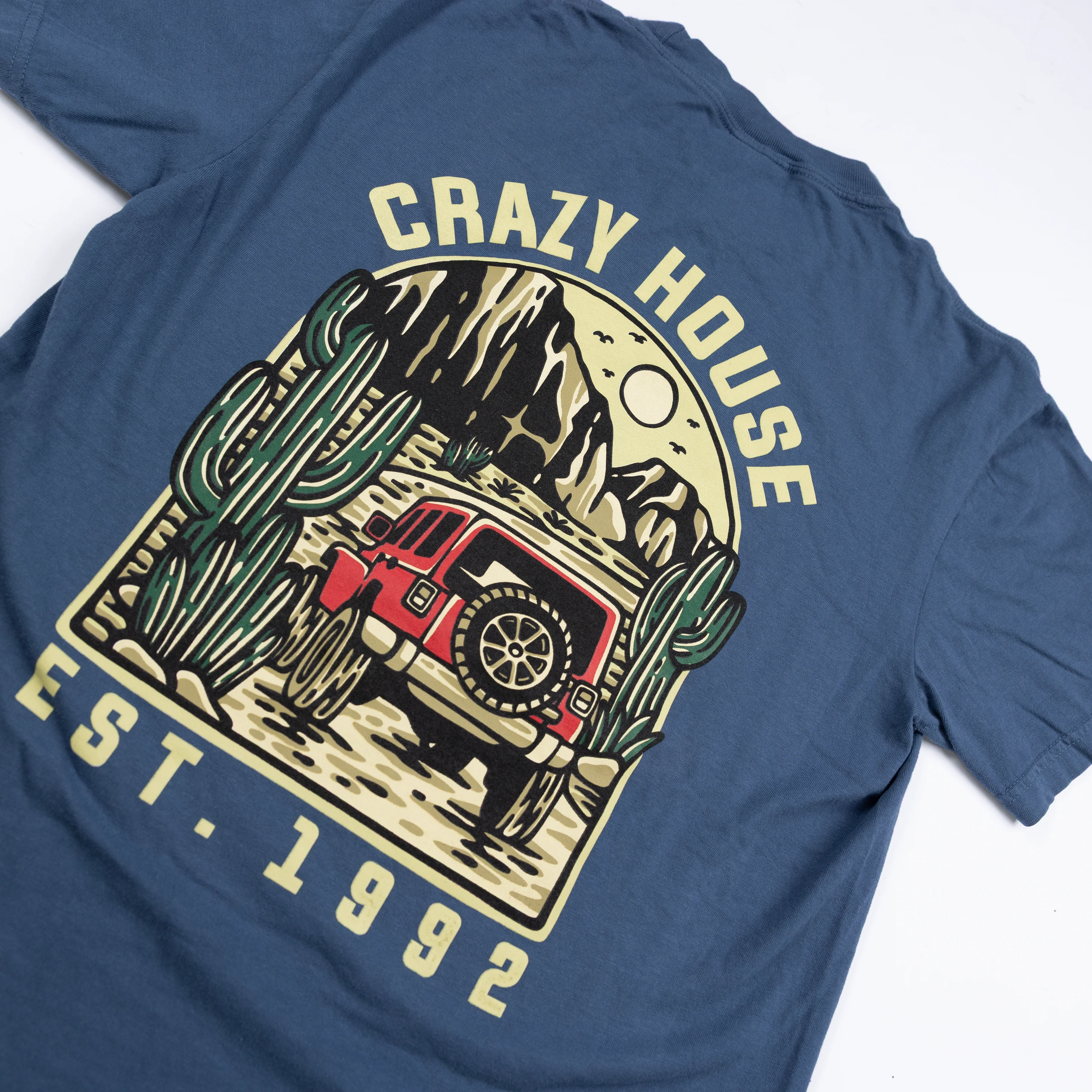 Crazy House Blue Jeep Desert T-shirt - Image 3