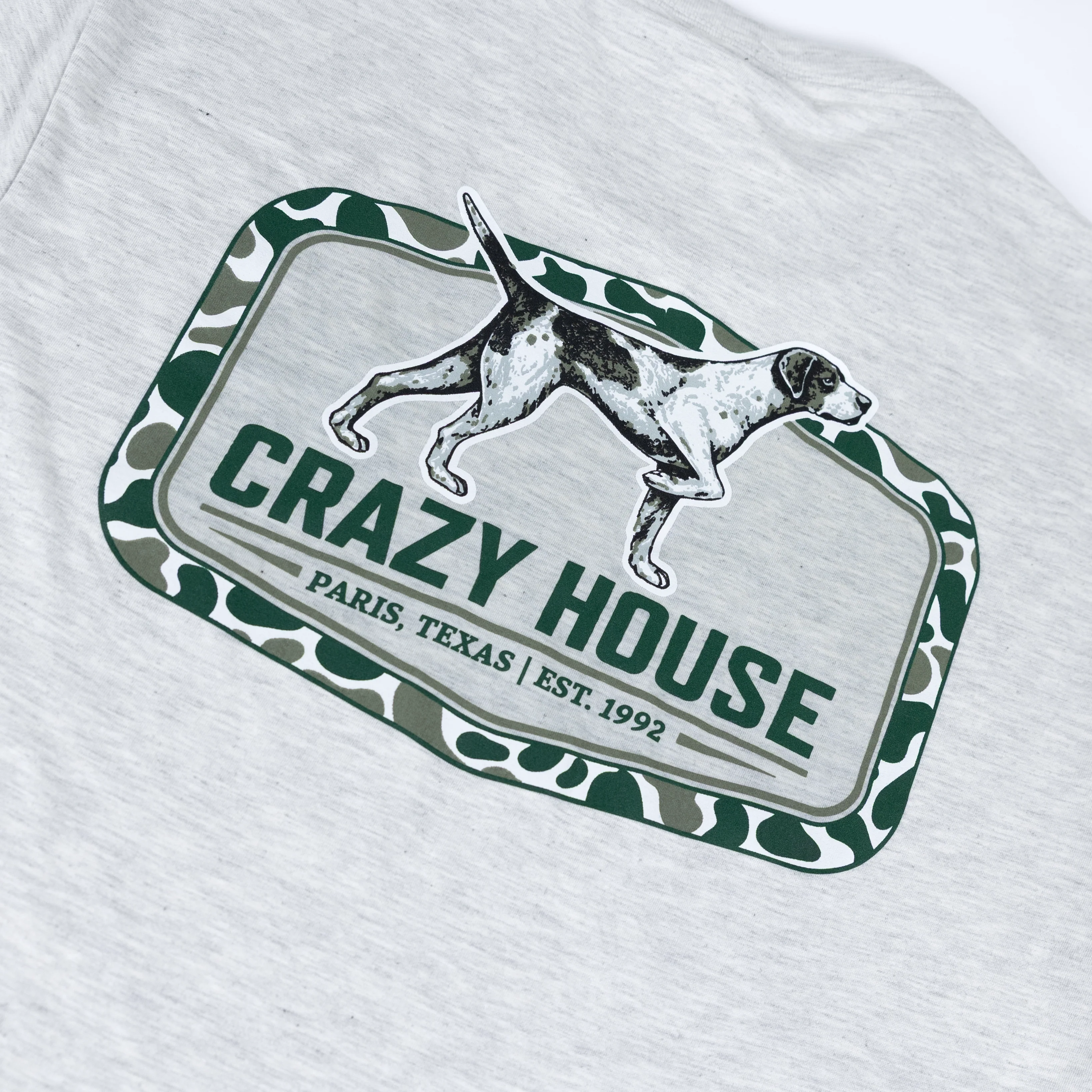 Crazy House Dog and Camo Print Short Sleeve T-shirt - Image 2