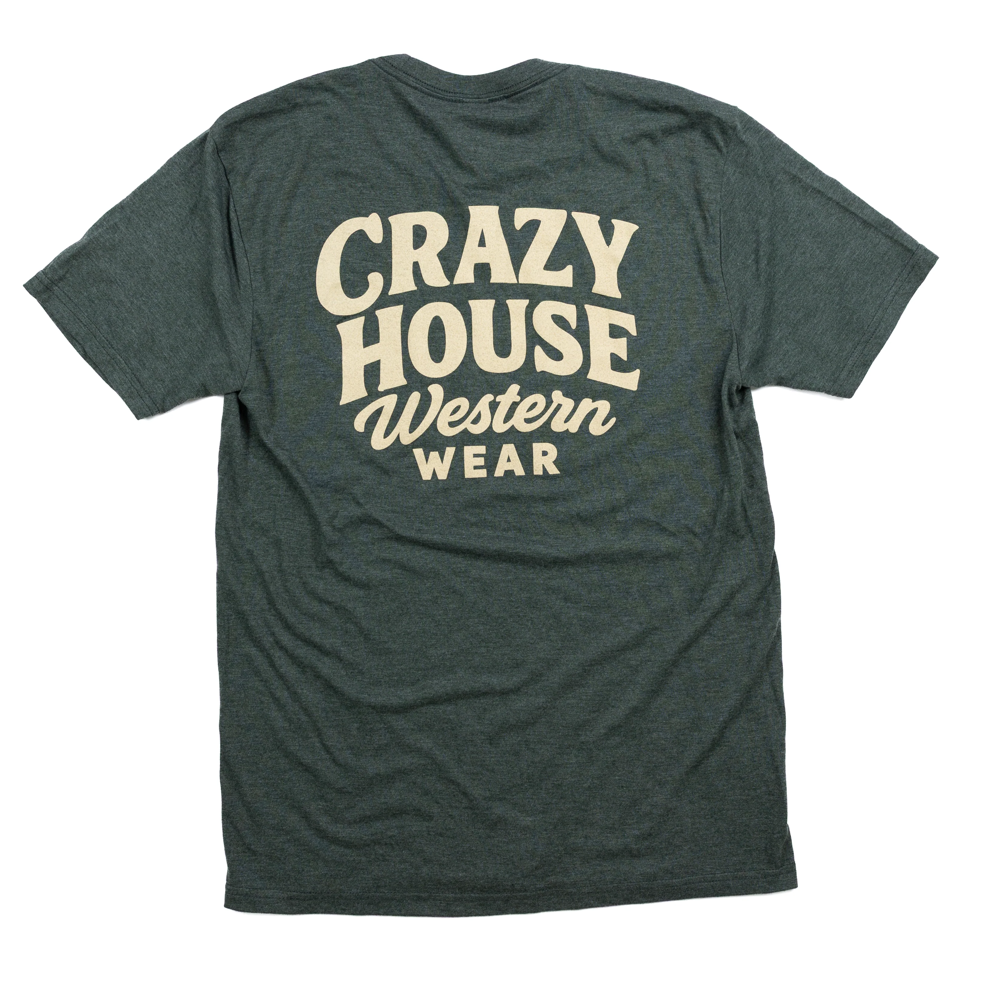 Crazy House Hunter Green Script Short Sleeve T-shirt