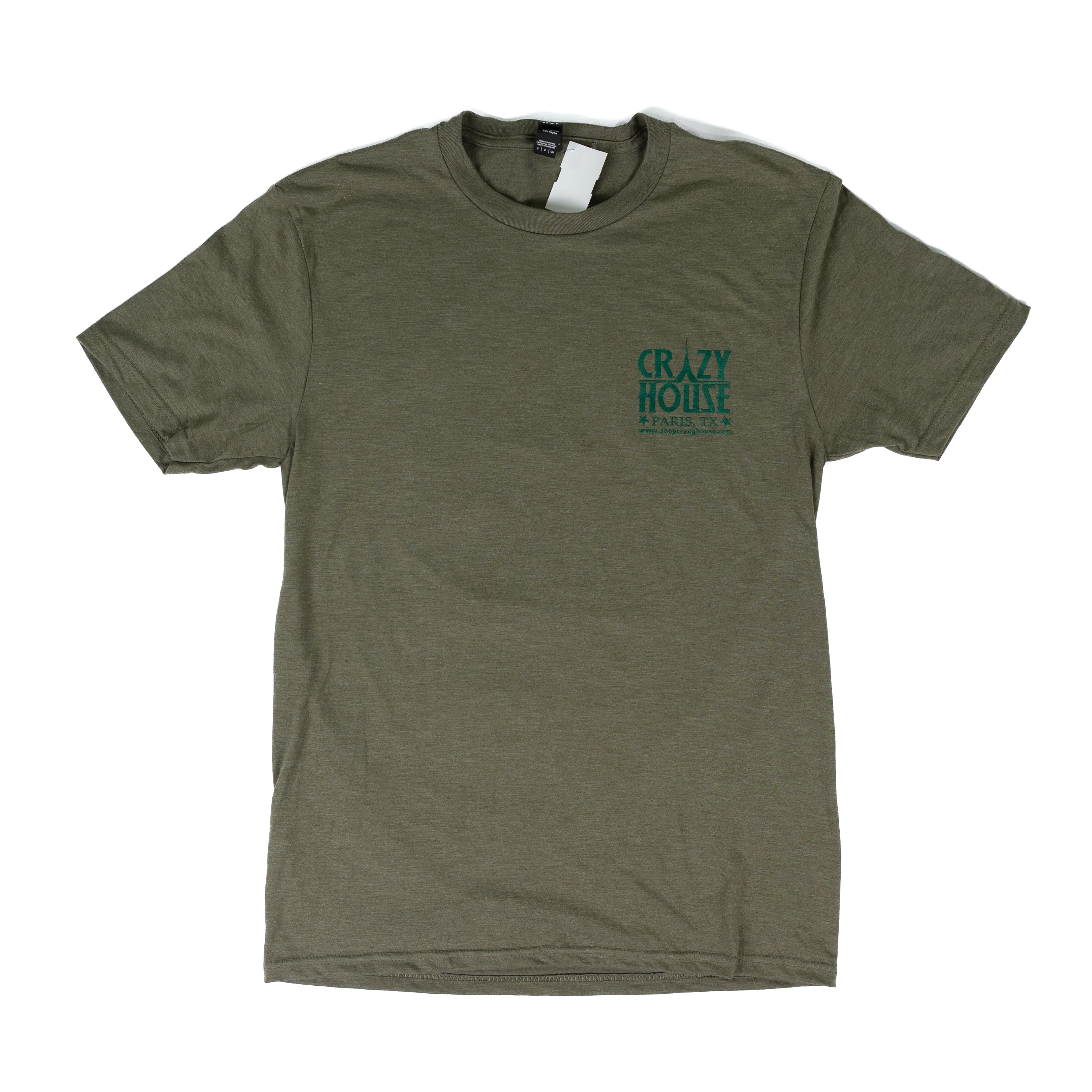 Crazy House Short Sleeve Military Green Printed T-shirt - Image 2