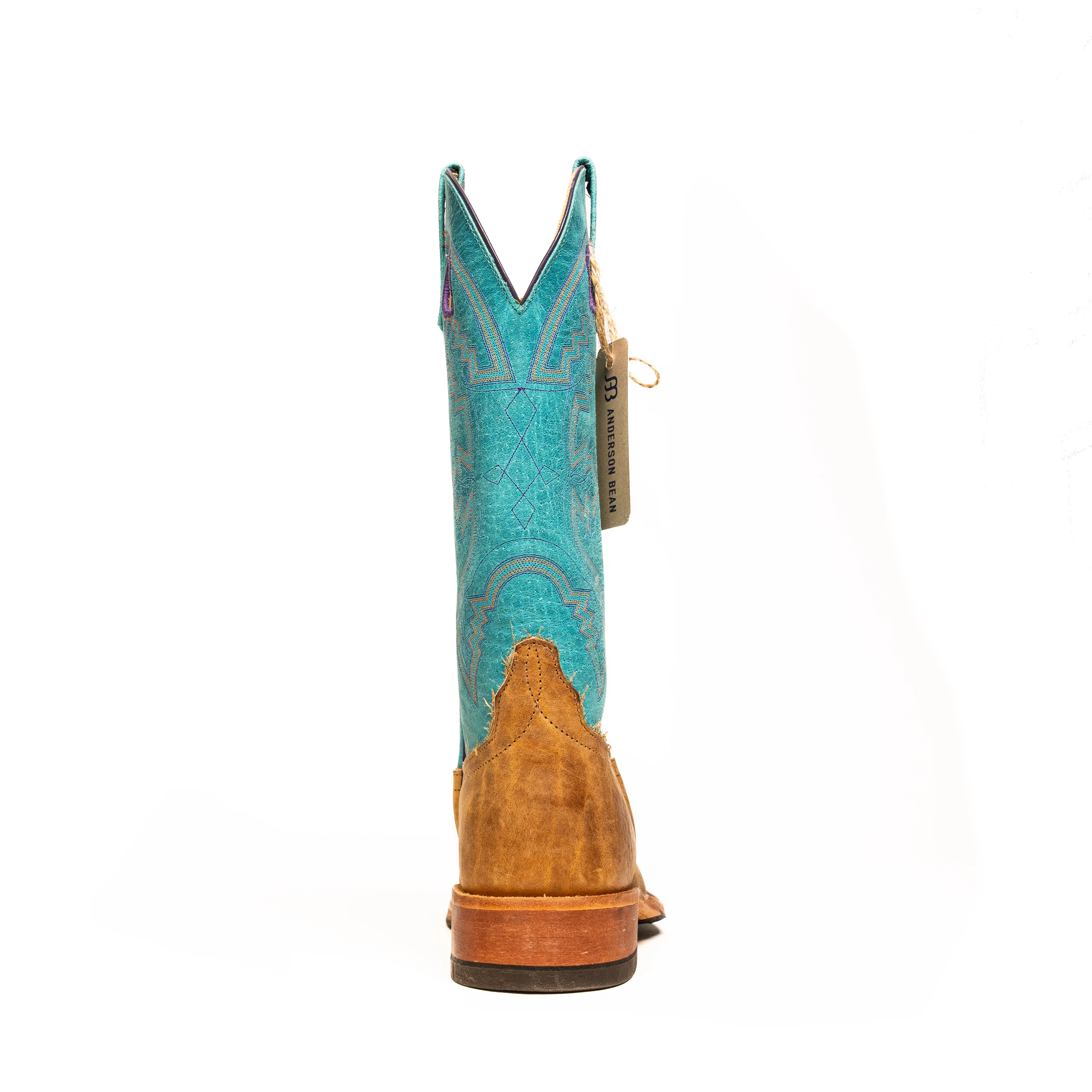 Anderson Bean Tan Distressed Bison Square Toe Boots - Image 4