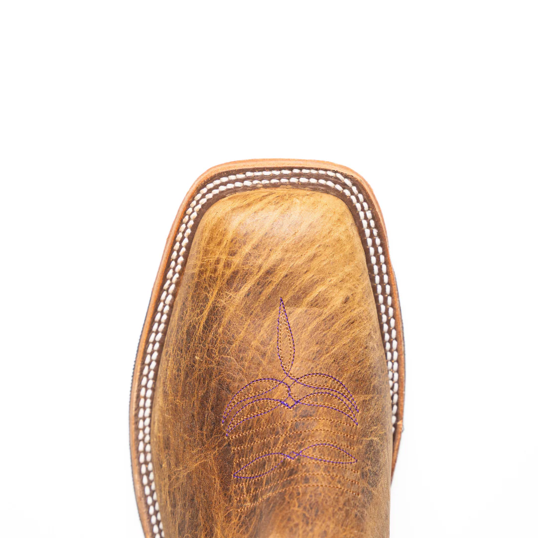 Anderson Bean Tan Distressed Bison Square Toe Boots - Image 5