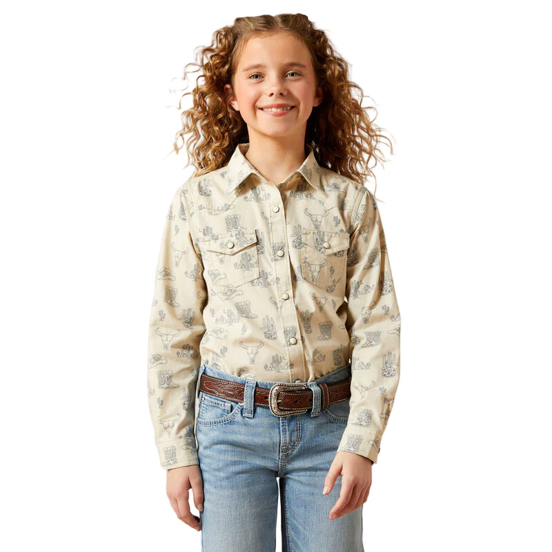 Girl's Ariat Beige Mila Snap Shirt 10065863