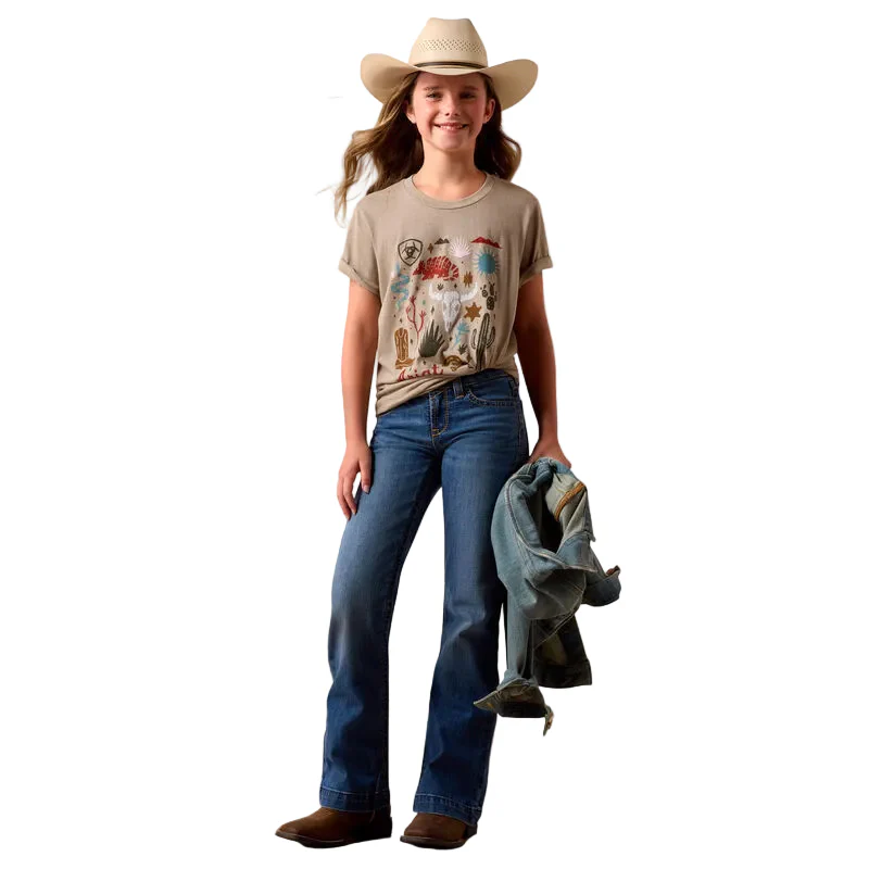 Girl's Ariat Tan Western Collage T-shirt 10078385 - Image 3