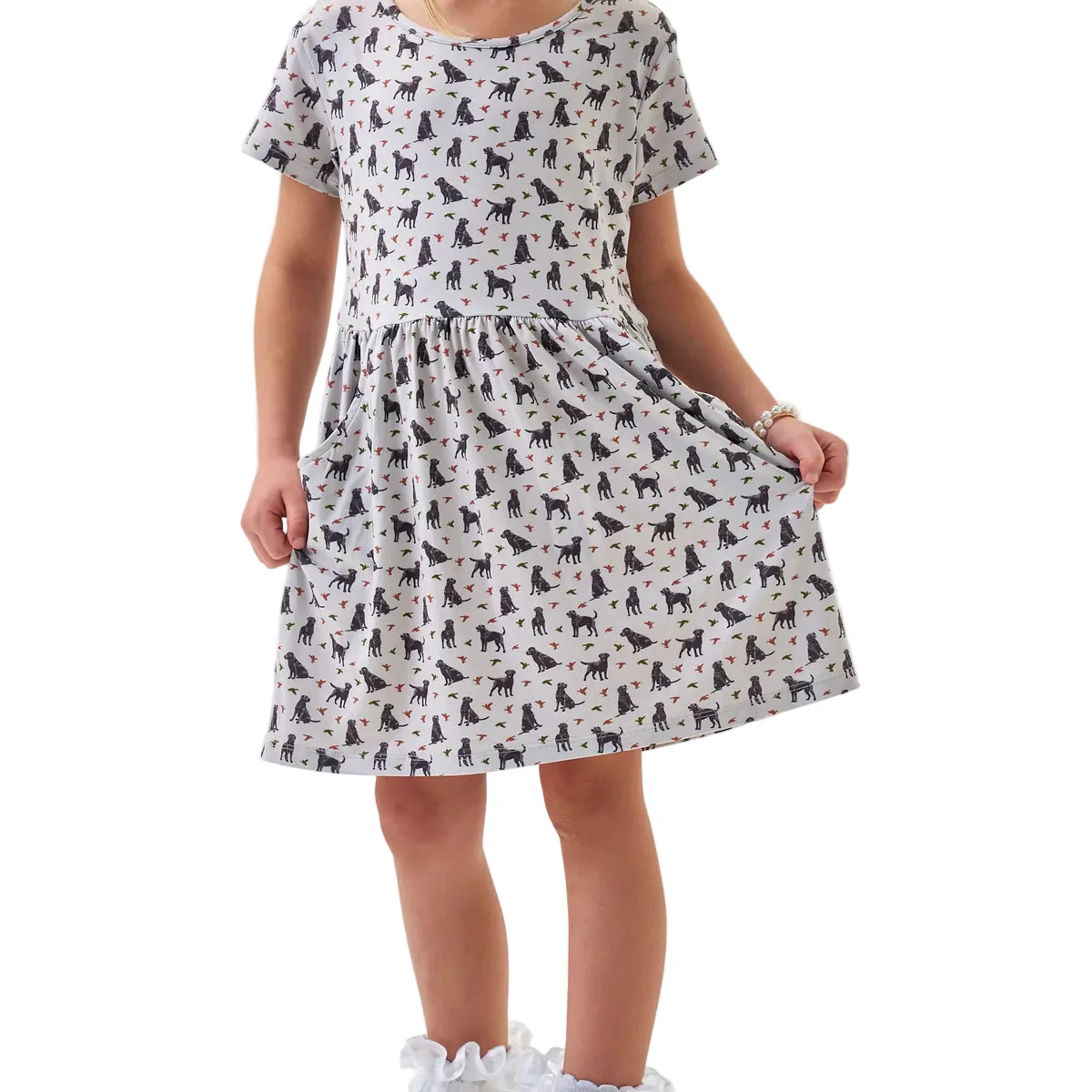Girl's Burlebo Ducks and Dogs Moxie Dress Y-MOXD-DAD - Image 2