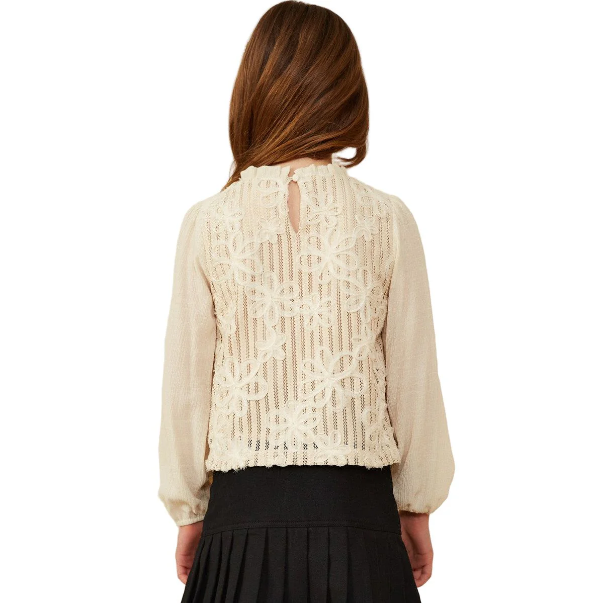 Girls Floral Puff Sleeve Top - Image 4
