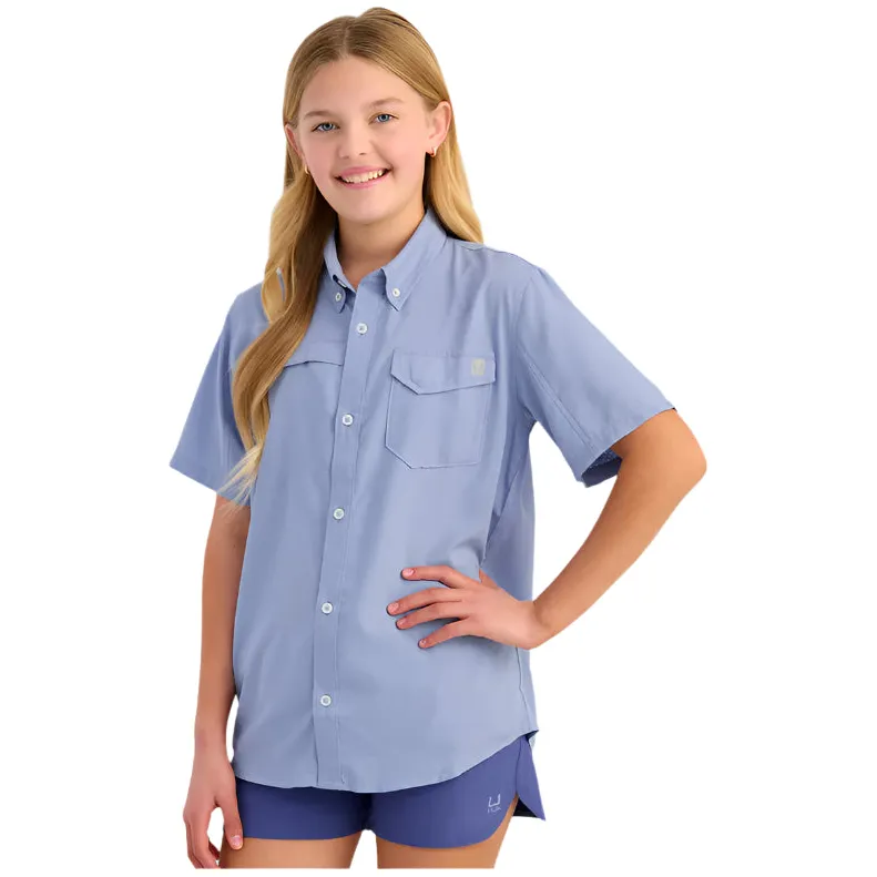 Girl's Huk Tide Point Short Sleeve Button Down Shirt H7150002-462